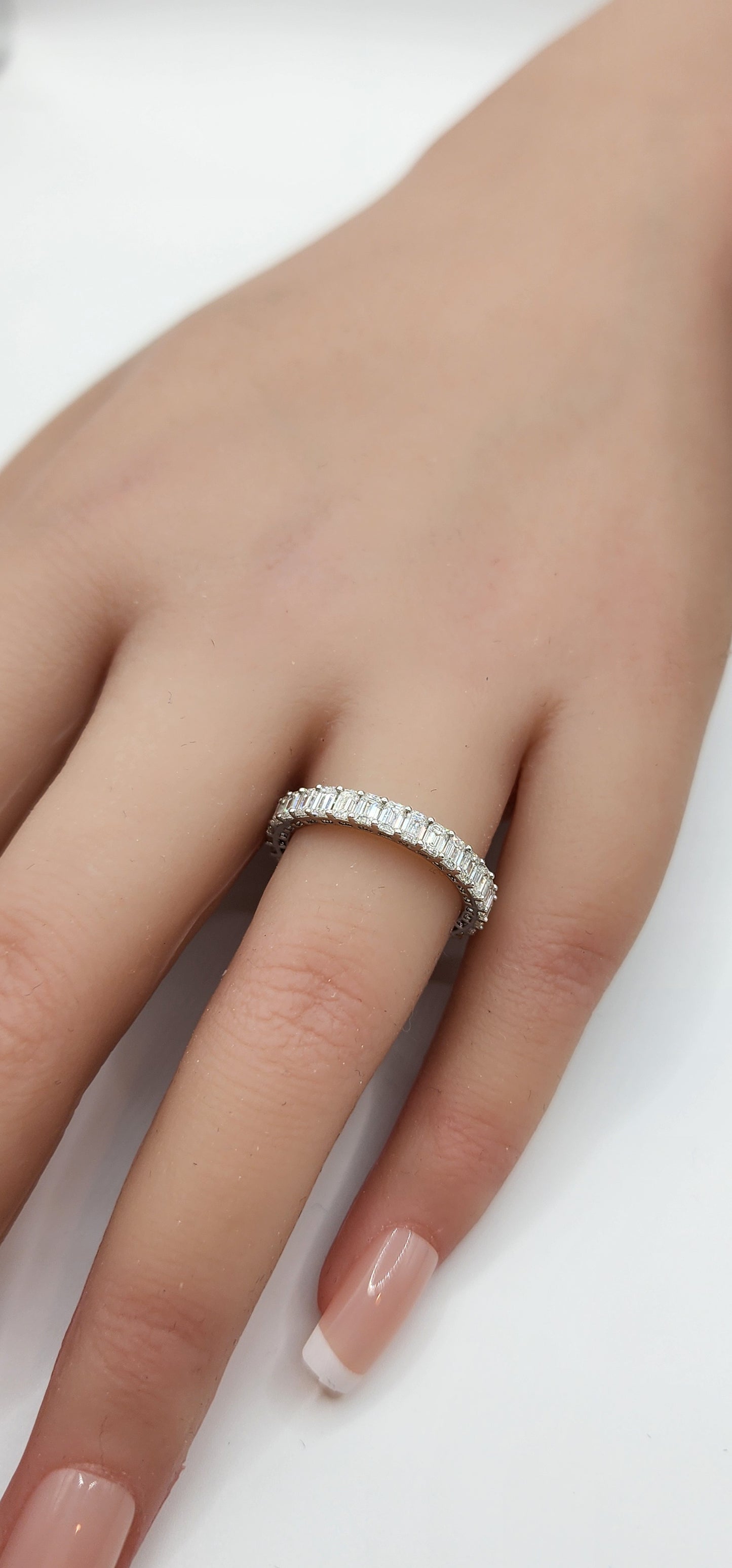 2 Carat Total Weight Emerald Cut Lab Grown Diamond Eternity Band, 14k White Gold,  Size 7