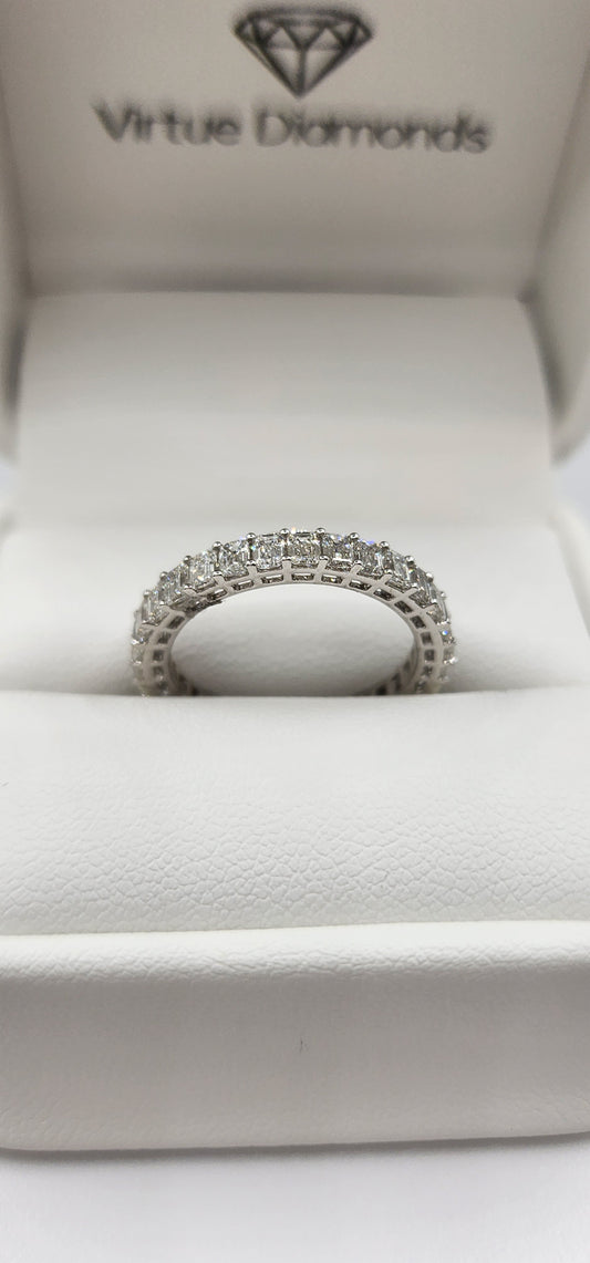 2 Carat Total Weight Emerald Cut Lab Grown Diamond Eternity Band, 14k White Gold,  Size 7