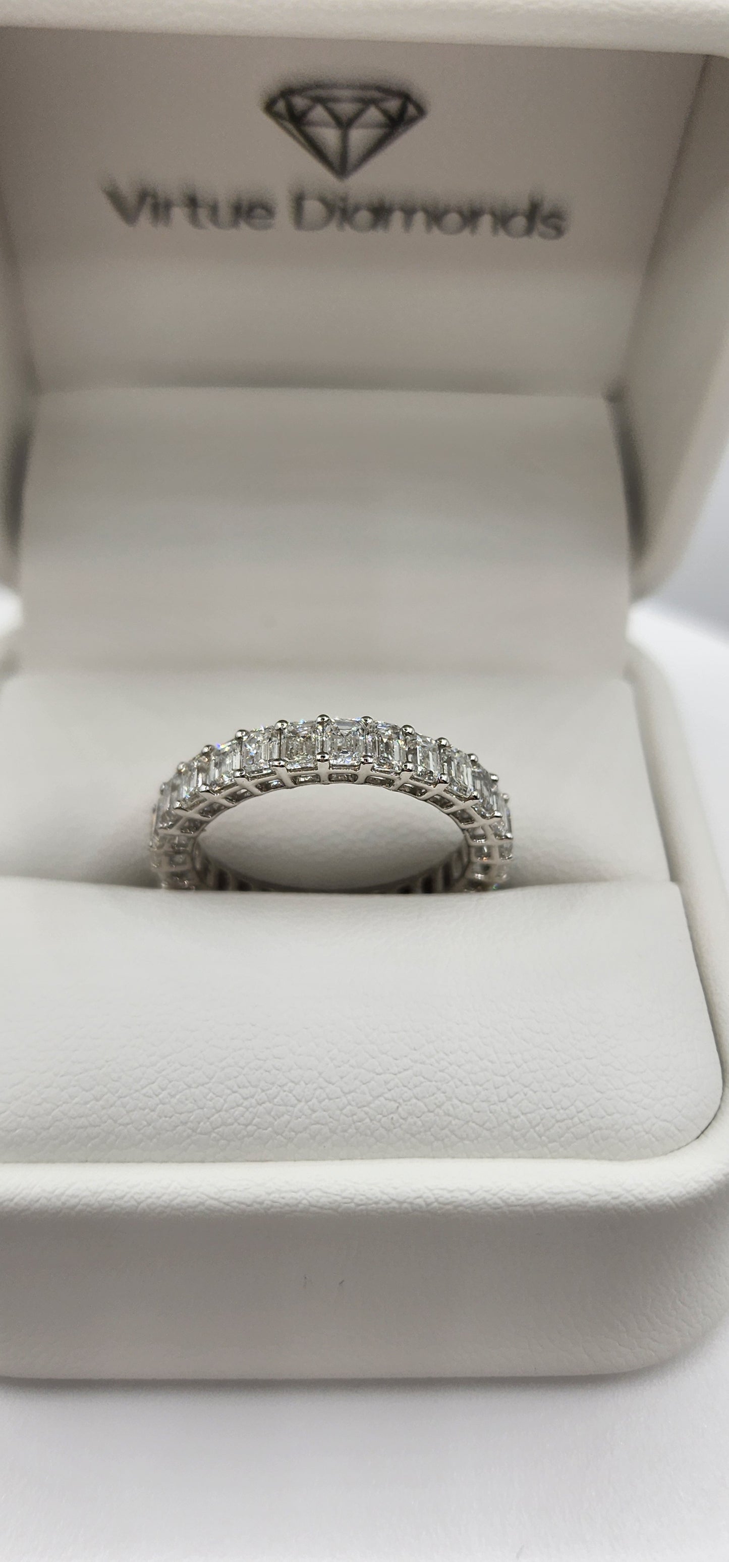 3 Carat Total Weight Emerald Lab Grown Diamond Eternity Band, 14k White Gold, Size 7