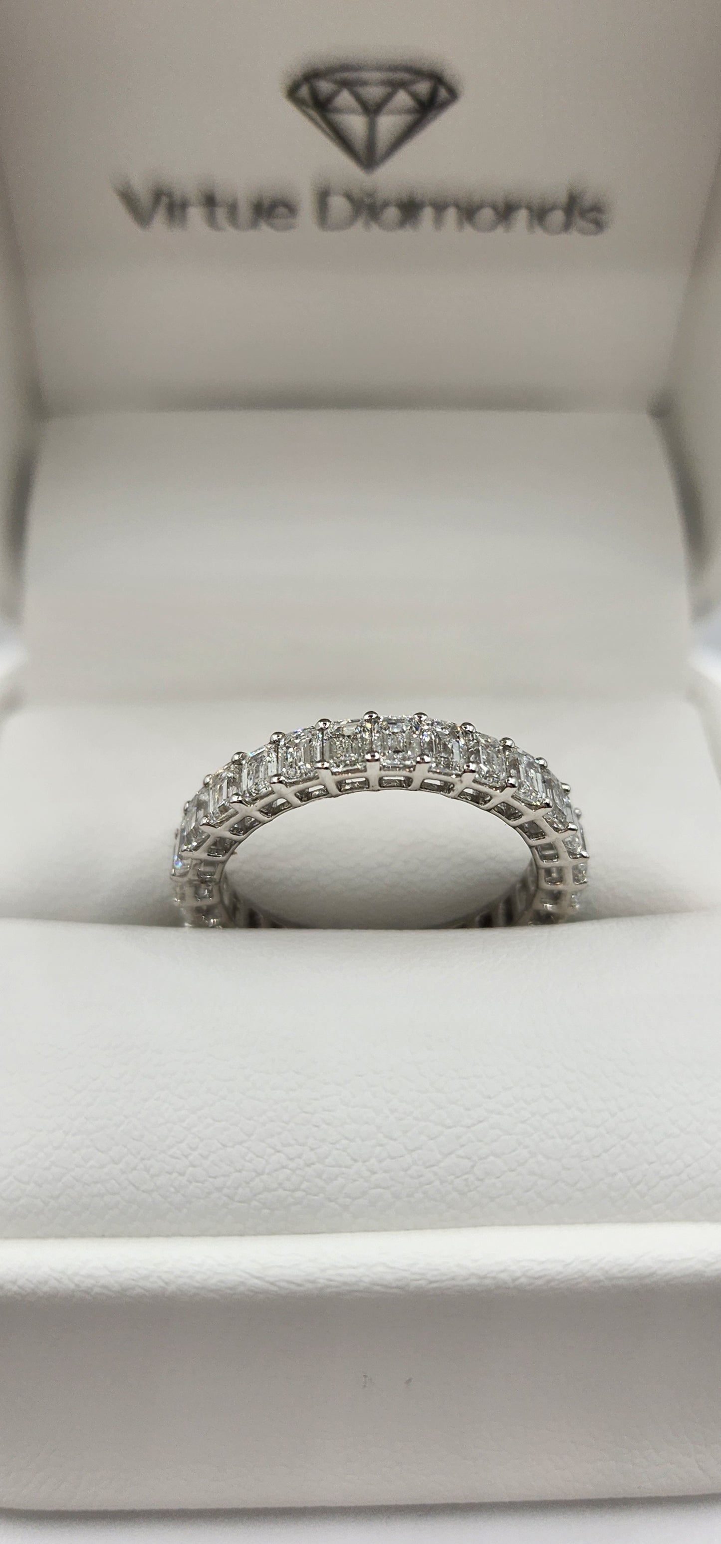 3 Carat Total Weight Emerald Lab Grown Diamond Eternity Band, 14k White Gold, Size 7
