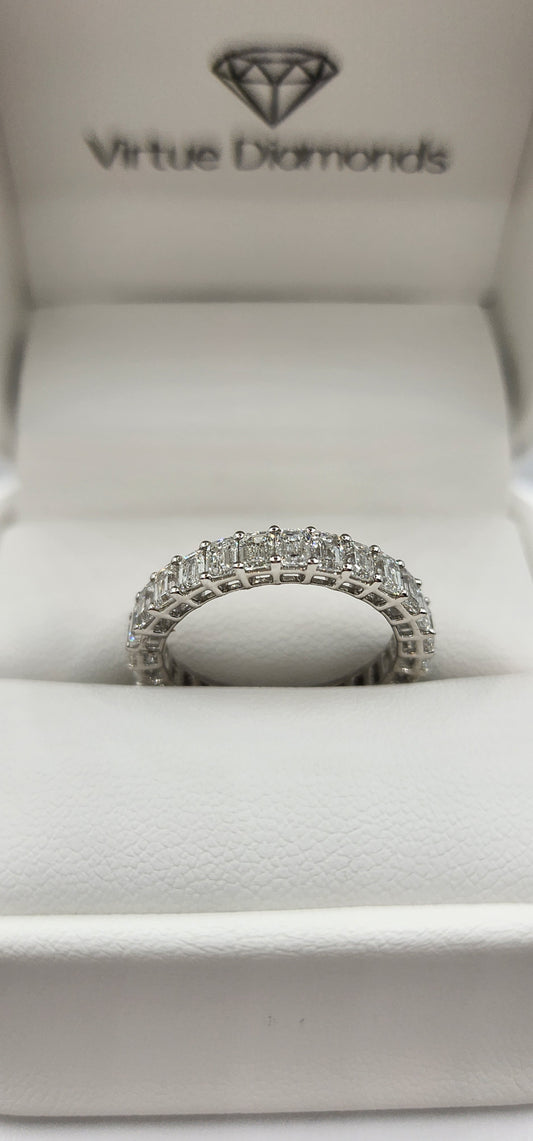 3 Carat Total Weight Emerald Lab Grown Diamond Eternity Band, 14k White Gold, Size 7