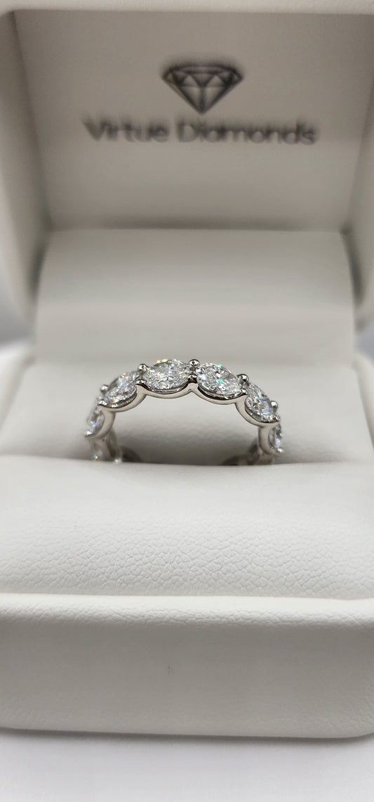 4 Carat Total Weight Oval Eternity Band (East/West Setting), 14k White Gold, Size 7