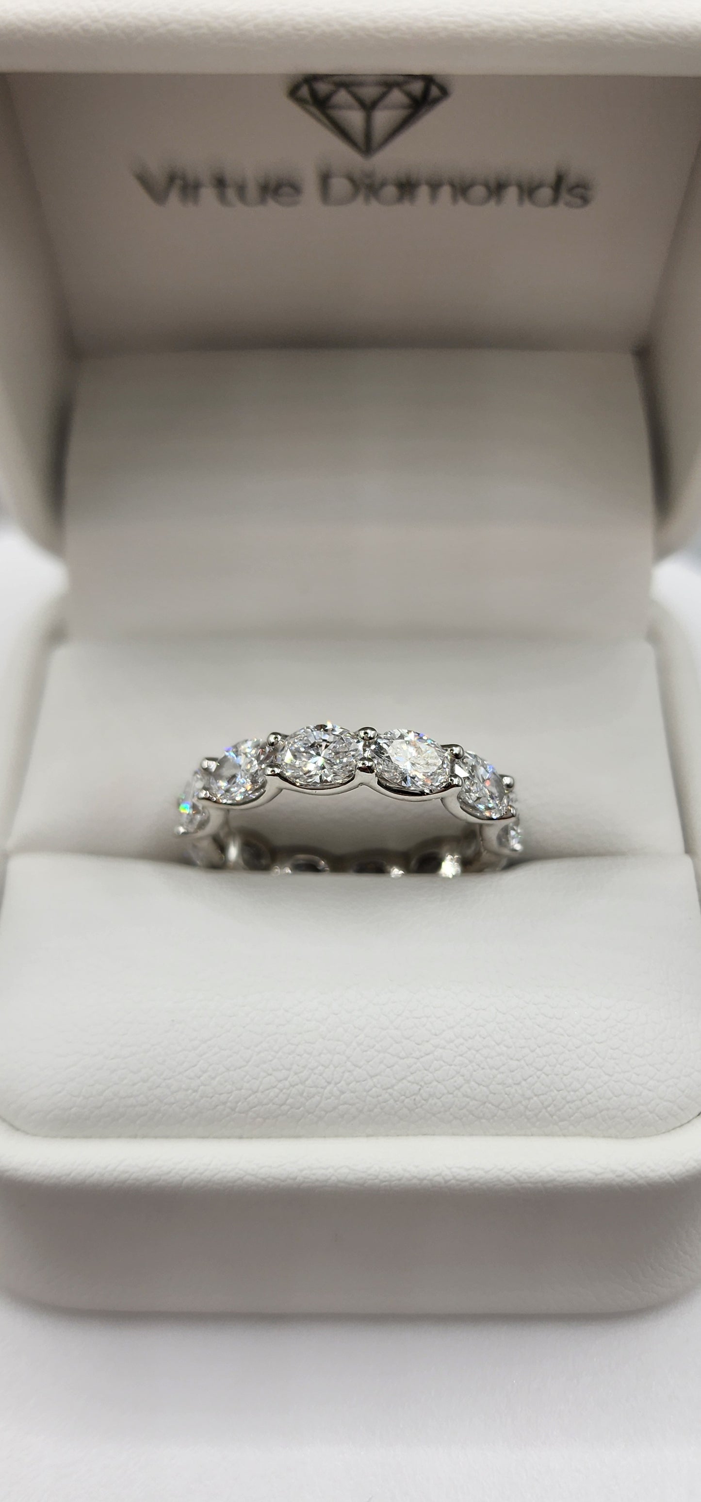 4 Carat Total Weight Oval Eternity Band (East/West Setting), 14k White Gold, Size 7