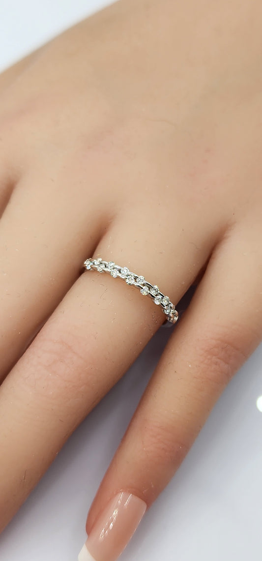Dainty Stacking Ring - 14K White Gold - .07 CTW Lab Grown Diamonds Size 7