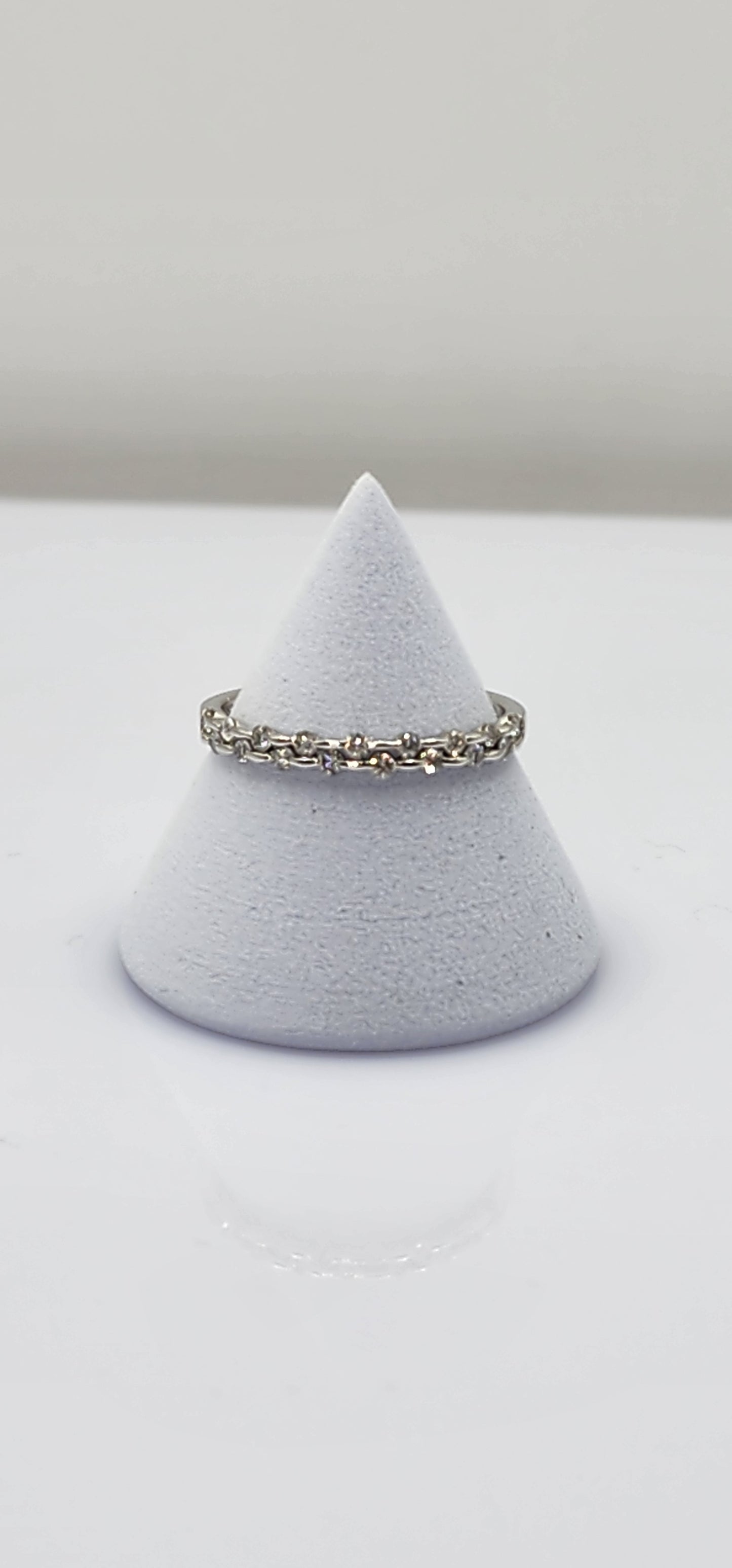 Dainty Stacking Ring - 14K White Gold - .07 CTW Lab Grown Diamonds Size 7