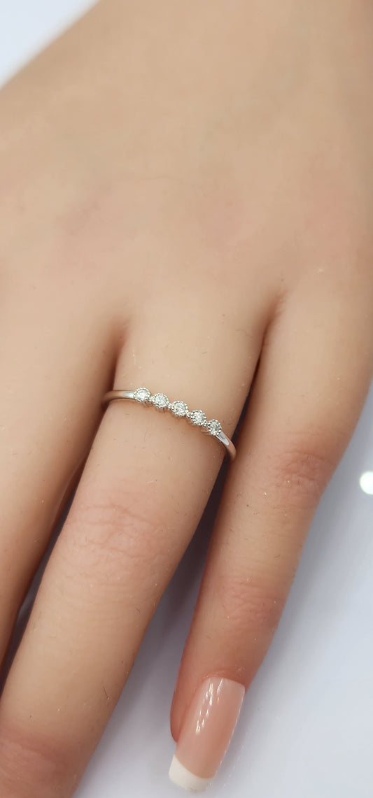Dainty Stacking Ring - 14K White Gold - .07 CTW Lab Grown Diamonds Size 7