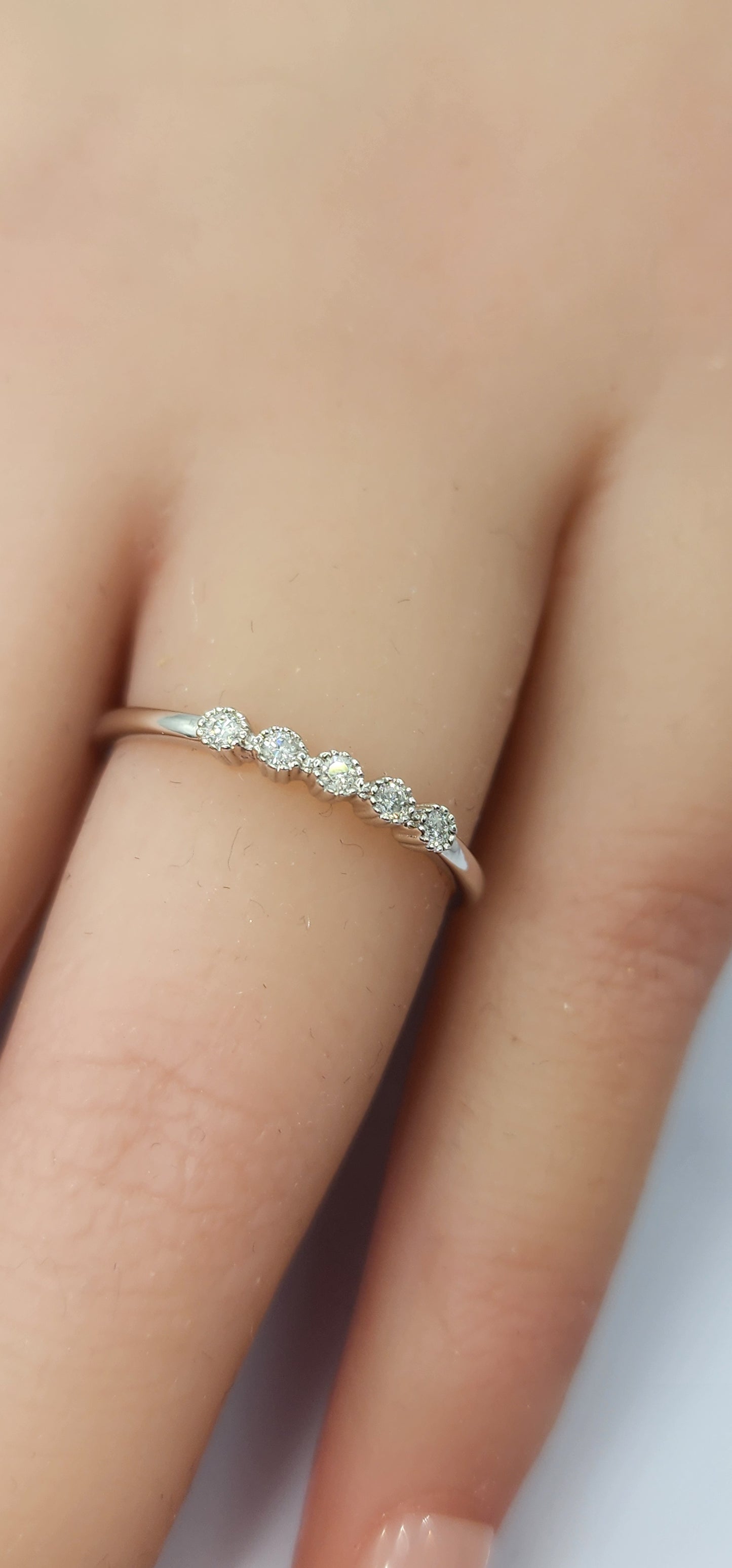 Dainty Stacking Ring - 14K White Gold - .07 CTW Lab Grown Diamonds Size 7