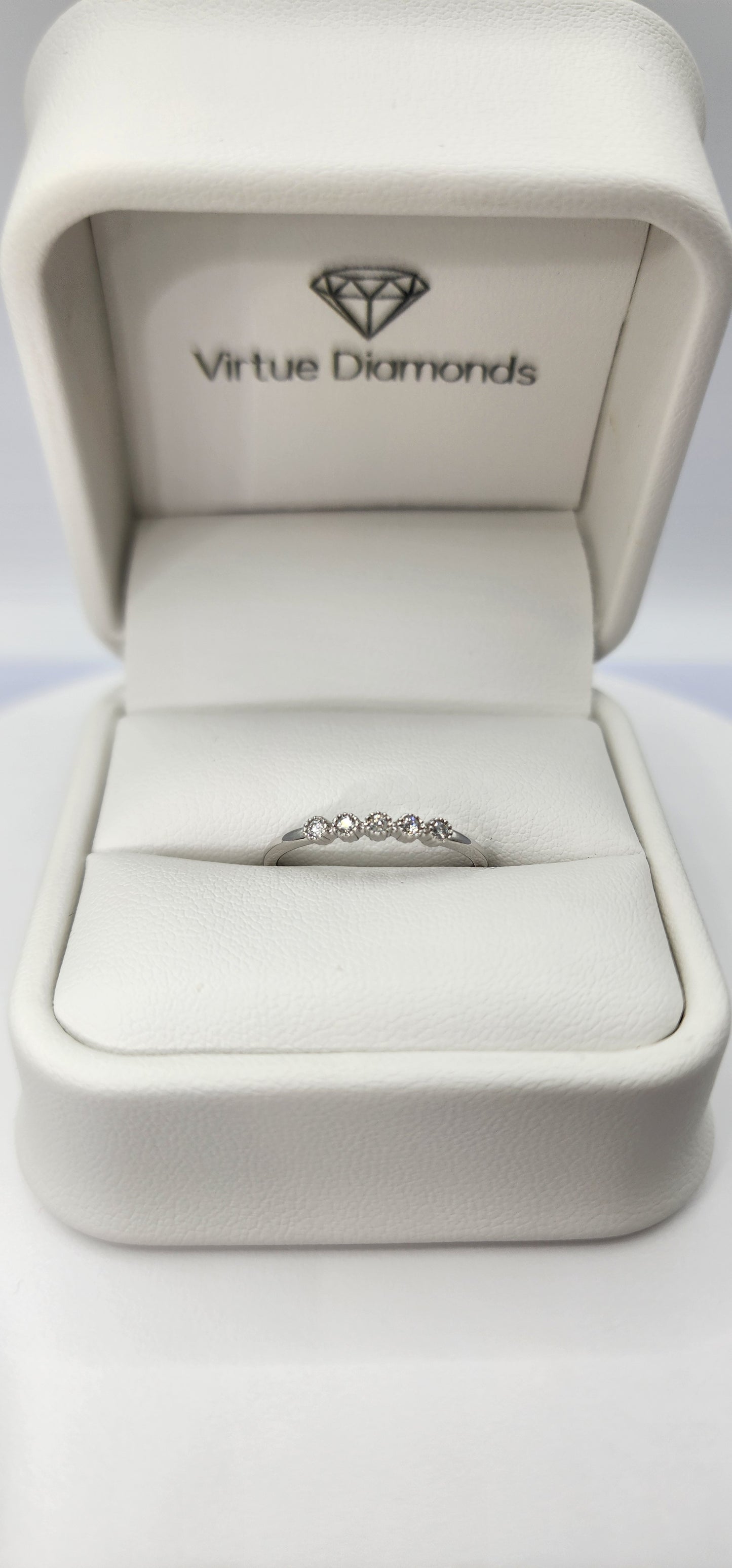 Dainty Stacking Ring - 14K White Gold - .07 CTW Lab Grown Diamonds Size 7