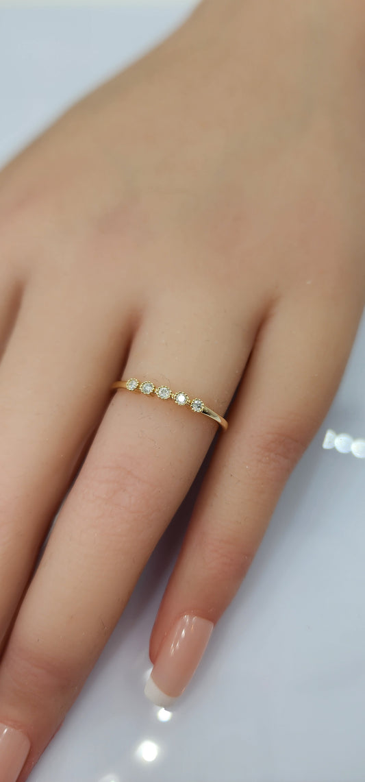 Dainty Stacking Ring - 14K Yellow Gold - .07 CTW Lab Grown Diamonds Size 7