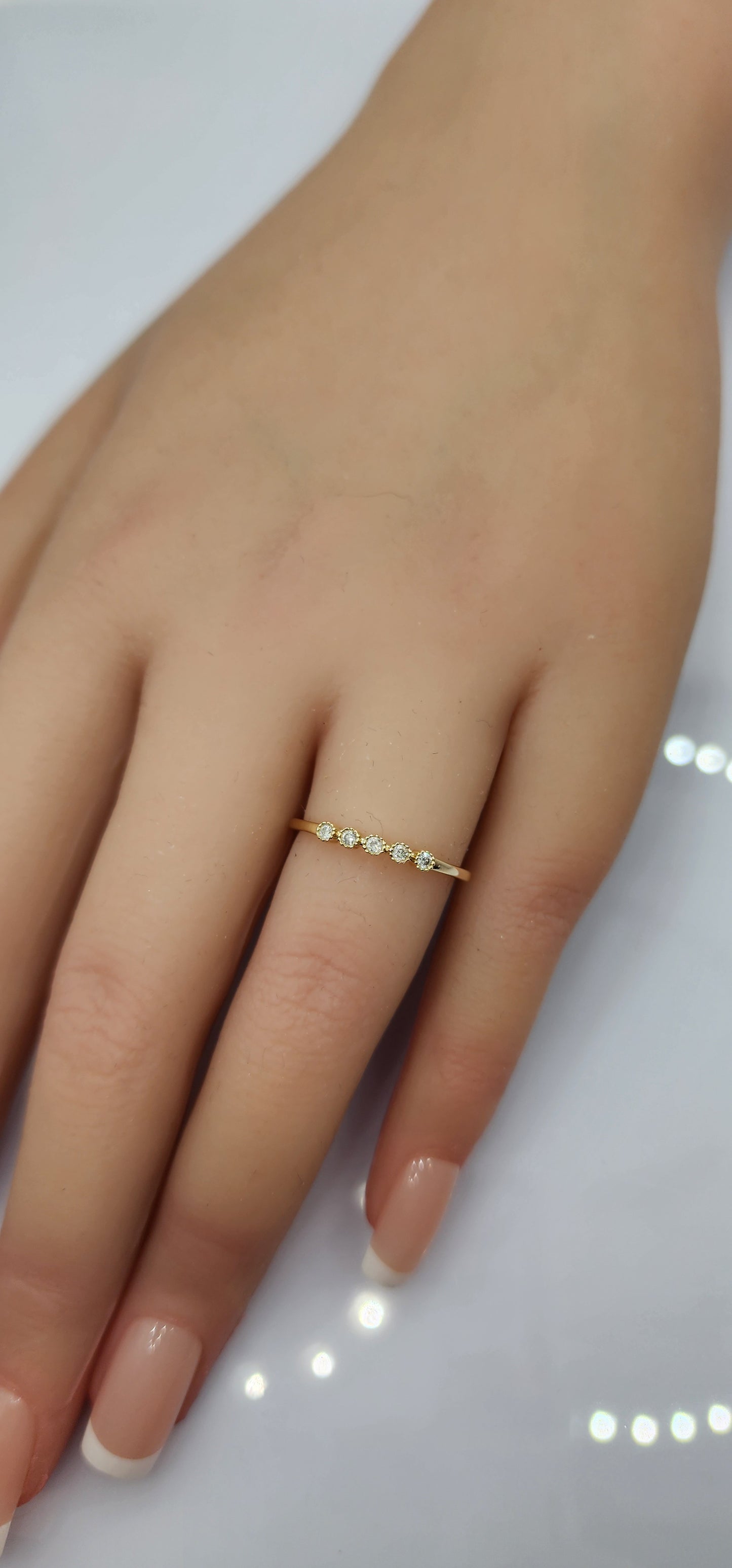 Dainty Stacking Ring - 14K Yellow Gold - .07 CTW Lab Grown Diamonds Size 7