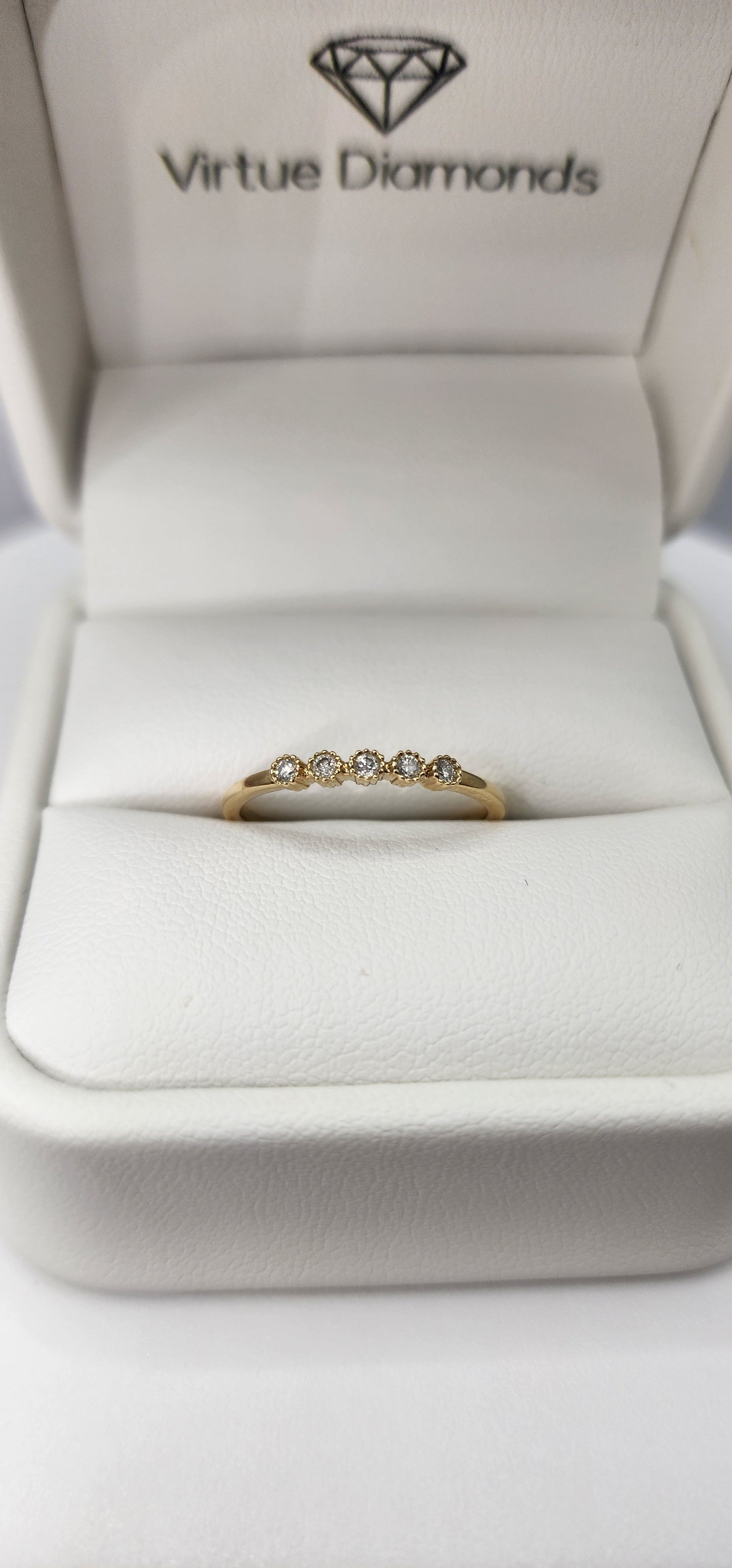 Dainty Stacking Ring - 14K Yellow Gold - .07 CTW Lab Grown Diamonds Size 7