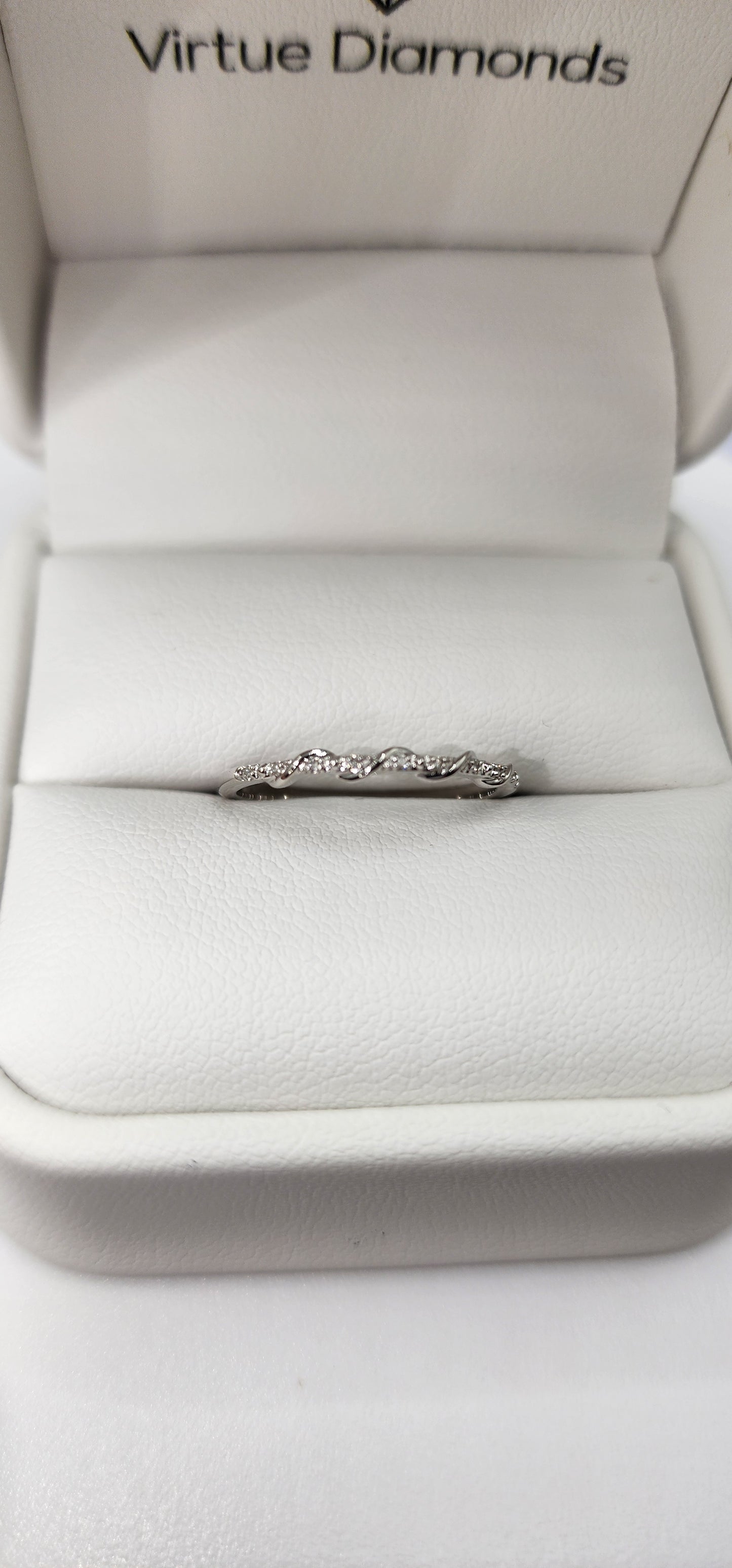 Dainty Stacking Ring - 10K White Gold - .025 CTW Lab Grown Diamonds Size 7