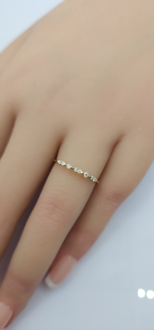 Dainty Stacking Ring - 10K Yellow Gold - .10 CTW Lab Grown Diamonds Size 7