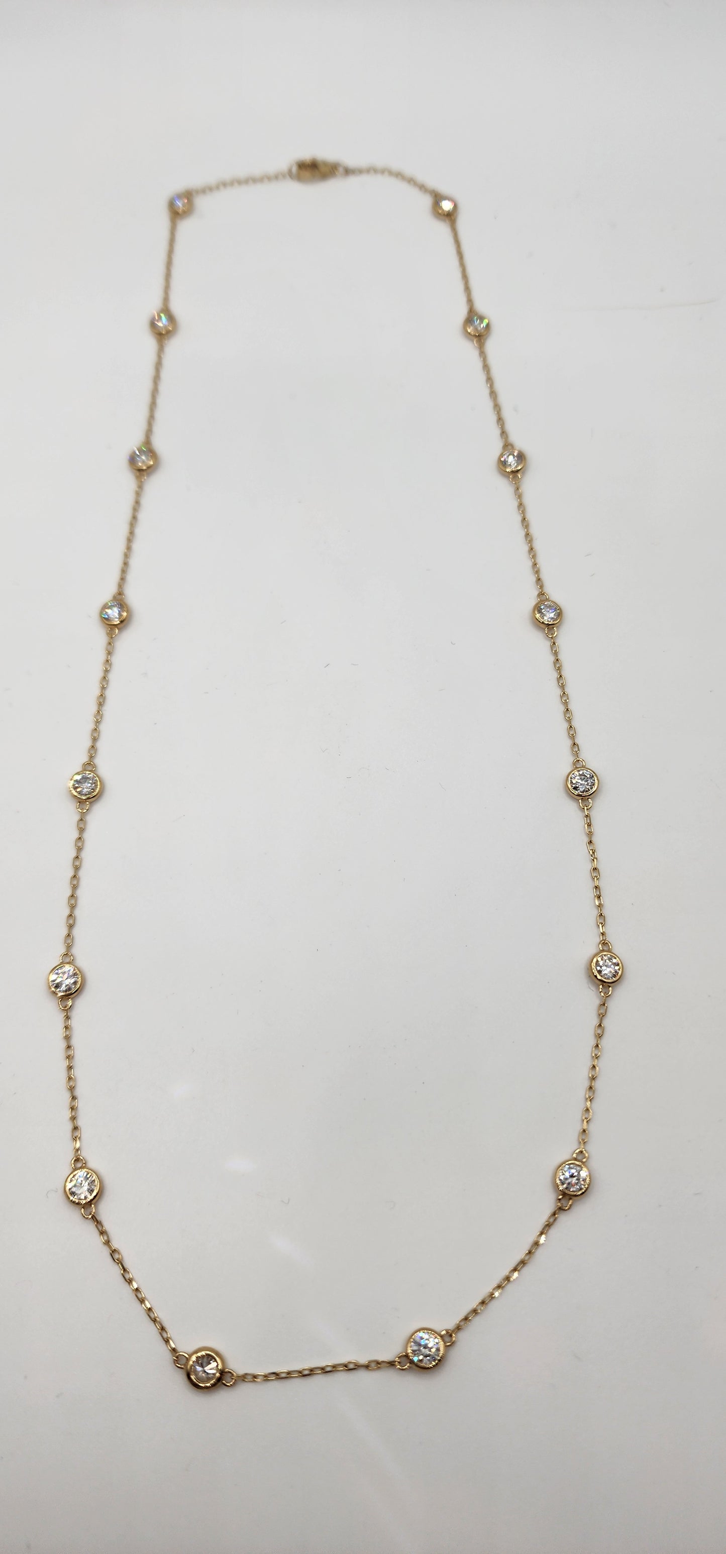 2.5 Carat Total Weight 14k Yellow Gold Station Necklace 18" - Lab Grown Diamonds