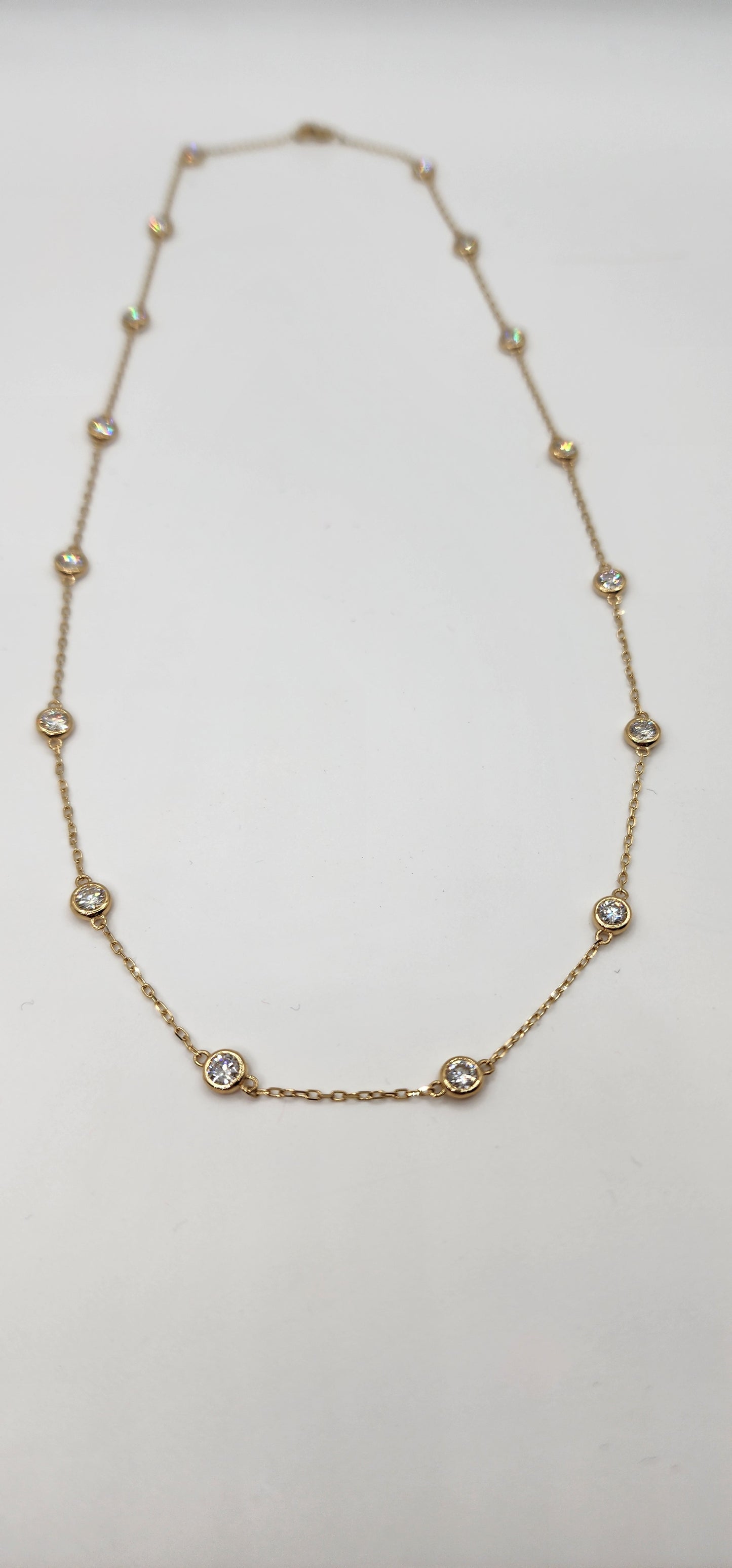 2.5 Carat Total Weight 14k Yellow Gold Station Necklace 18" - Lab Grown Diamonds