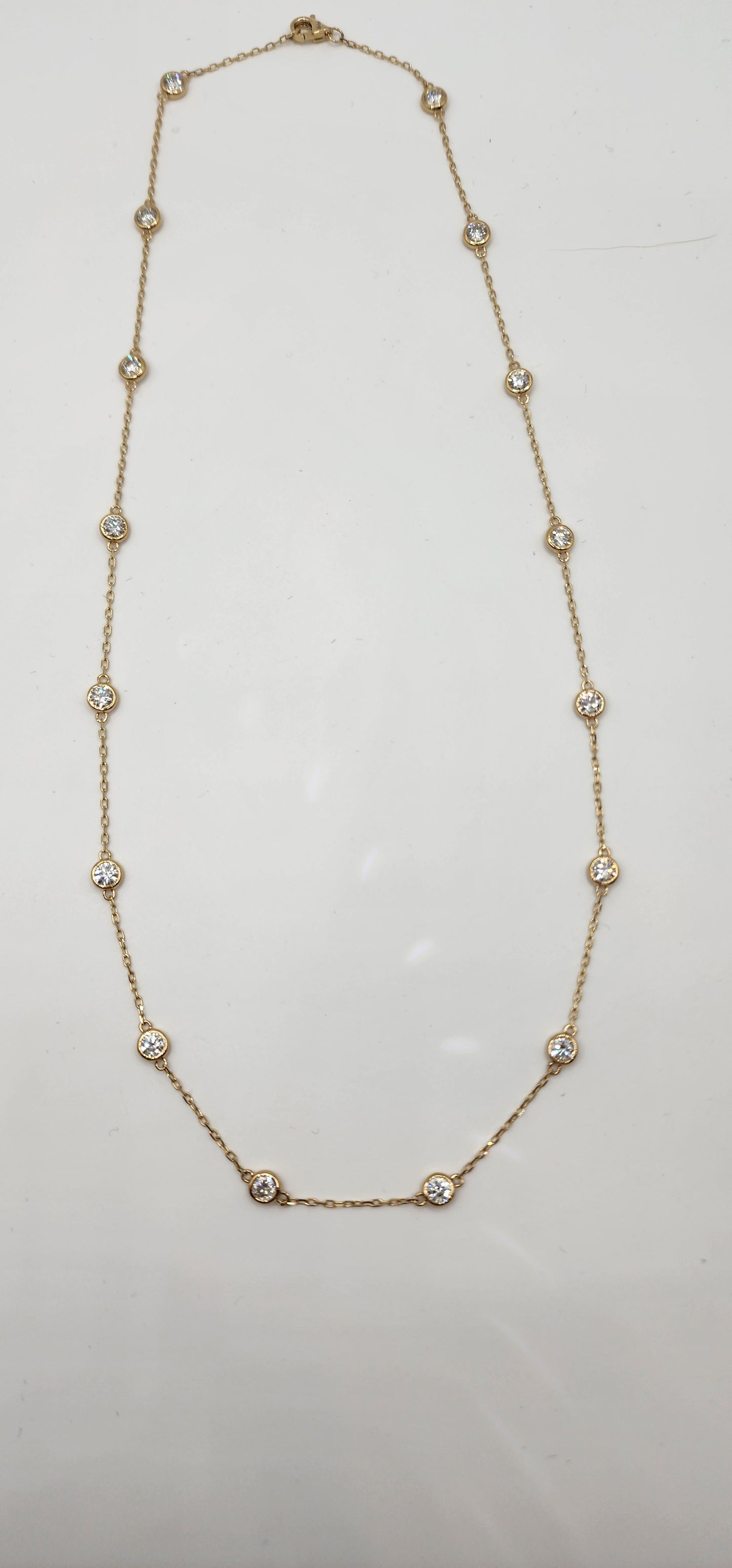 2.5 Carat Total Weight 14k Yellow Gold Station Necklace 18" - Lab Grown Diamonds