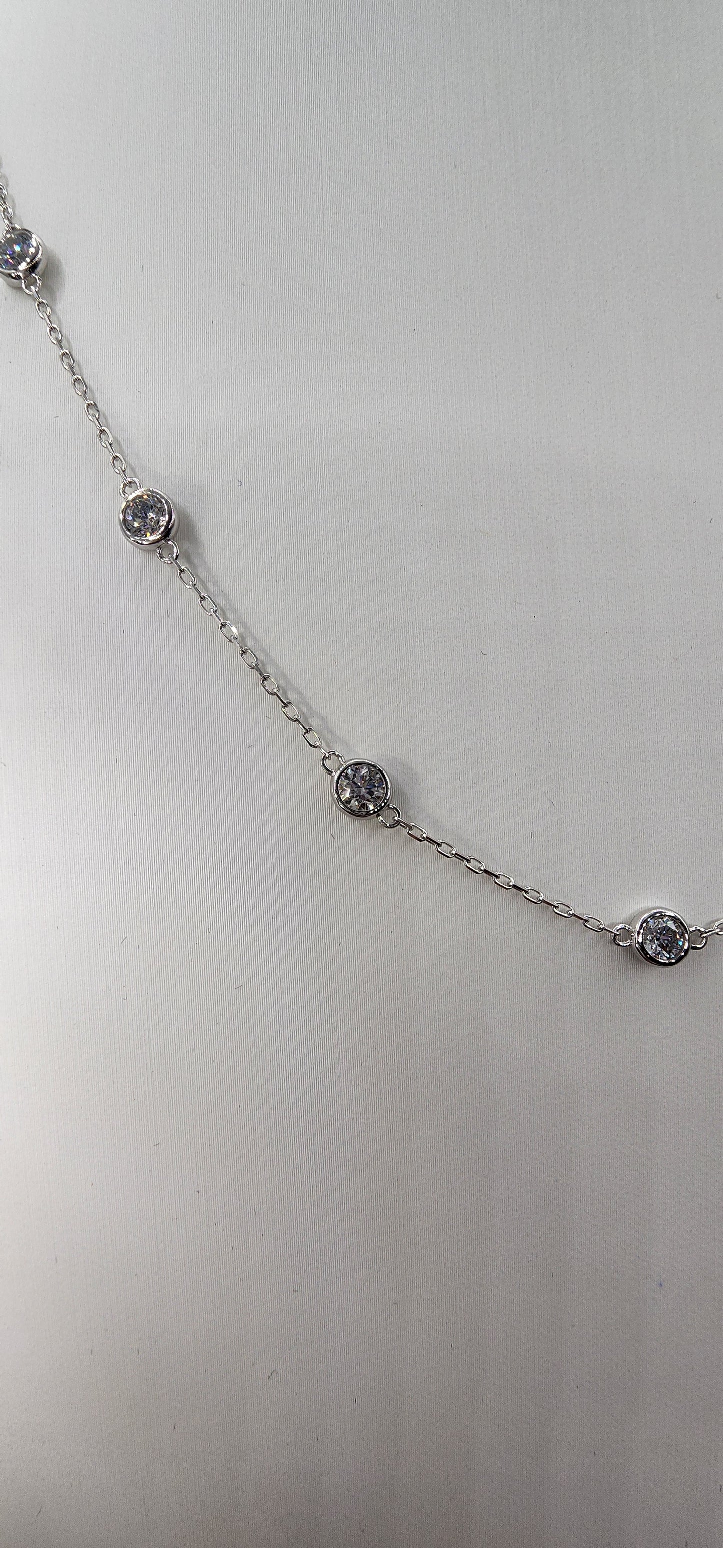2.5 Carat Total Weight 14k White Gold Station Necklace 18" - Lab Grown Diamonds