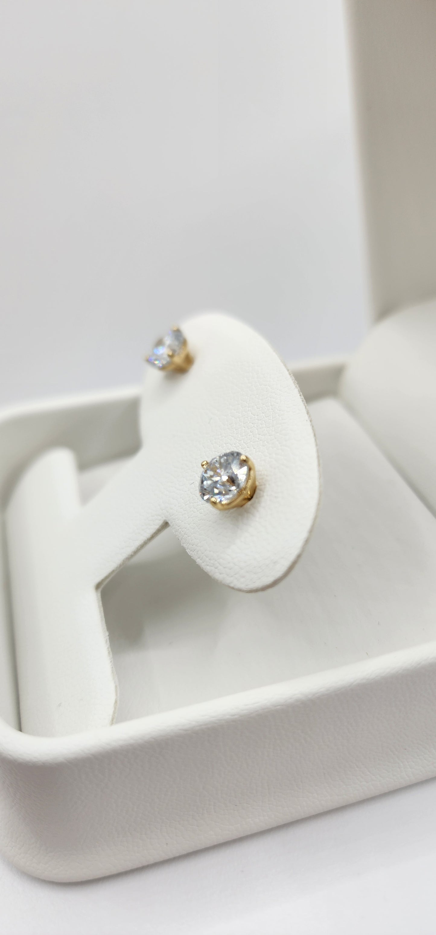 3 Carat Total Weight Diamond Studs, 14k Yellow Gold, 3-Prong Martini Setting