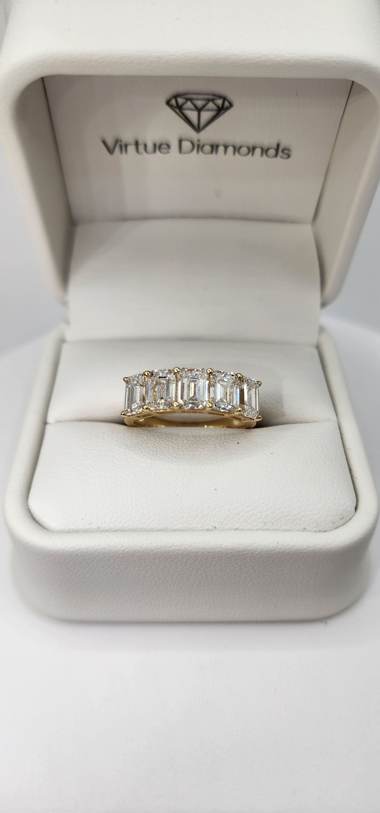 4 Carat Total Weight 14k Yellow Gold 5-Diamond Ring, Lab Grown Diamonsd, Size 7