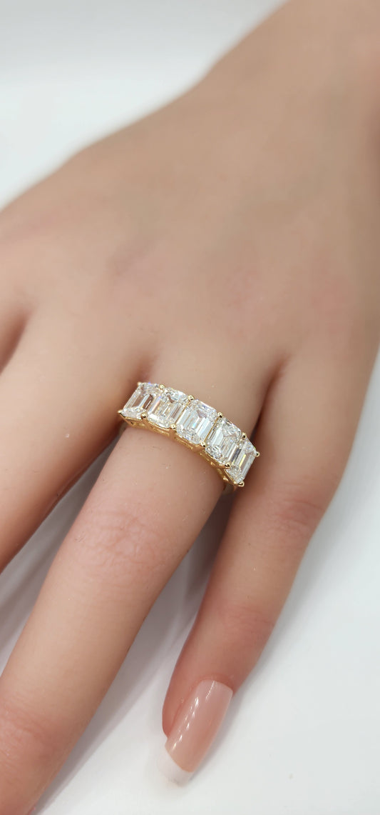 4 Carat Total Weight 14k Yellow Gold 5-Diamond Ring, Lab Grown Diamonsd, Size 7