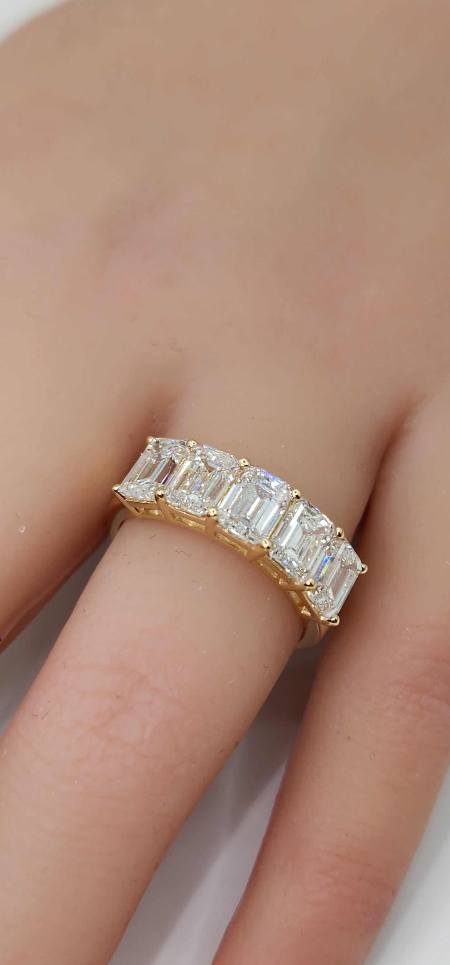 4 Carat Total Weight 14k Yellow Gold 5-Diamond Ring, Lab Grown Diamonsd, Size 7