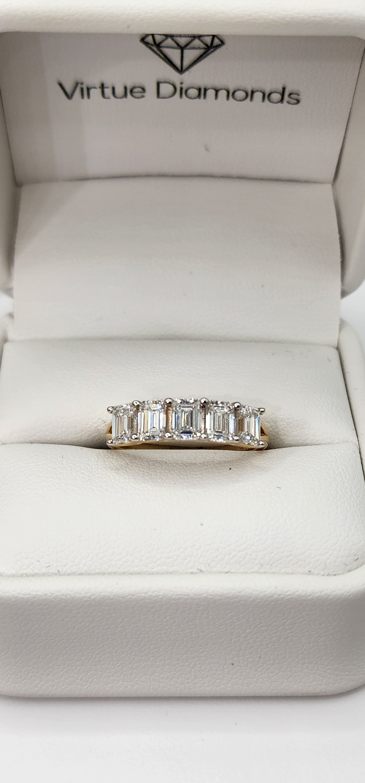 2 Carat Total Weight 14k Yellow Gold 5-Diamond Ring, Lab Grown Diamonds, Size 7