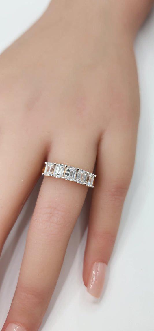 2 Carat Total Weight 14k Yellow Gold 5-Diamond Ring, Lab Grown Diamonds, Size 7