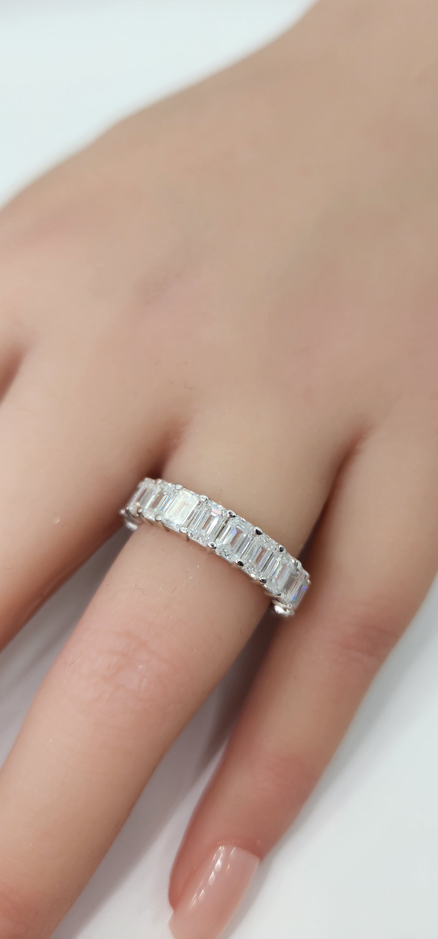 5 Carat Total Weight 14k White Gold Emerald Cut Eternity Band