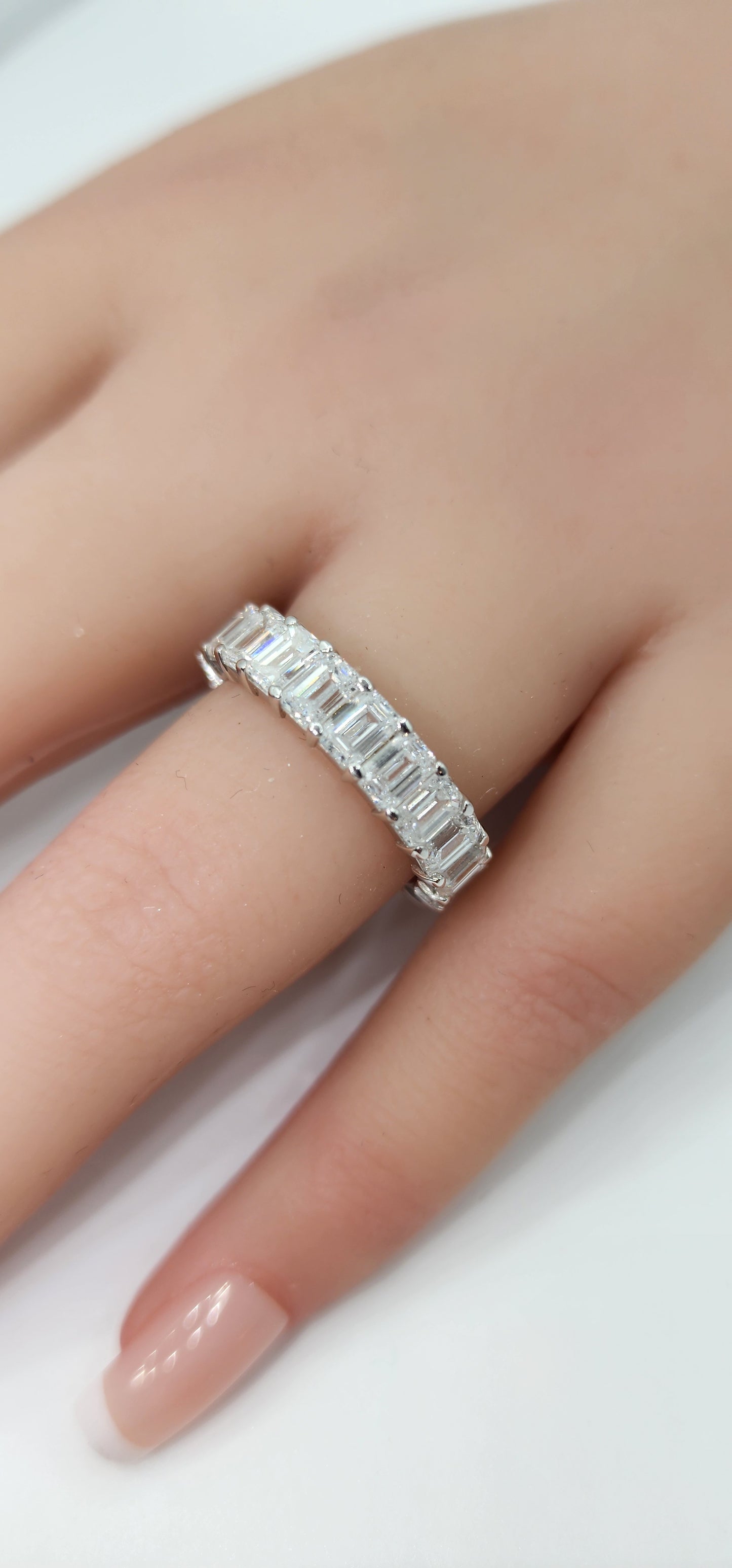 5 Carat Total Weight 14k White Gold Emerald Cut Eternity Band