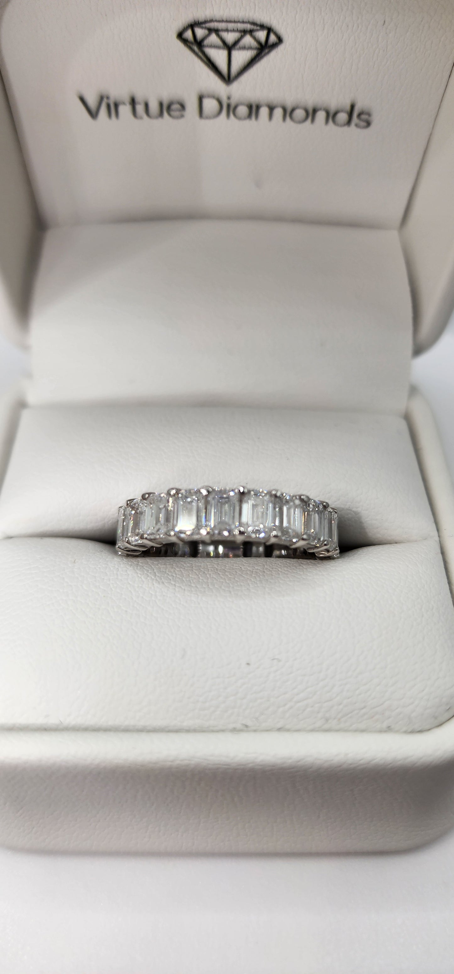 5 Carat Total Weight 14k White Gold Emerald Cut Eternity Band