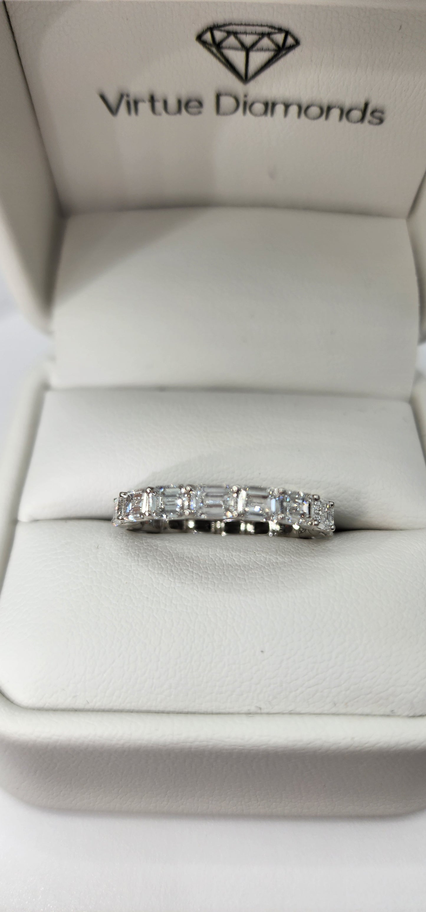 4 Carat Total Weight 14k White Gold Emerald Cut Eternity Band (East/West)