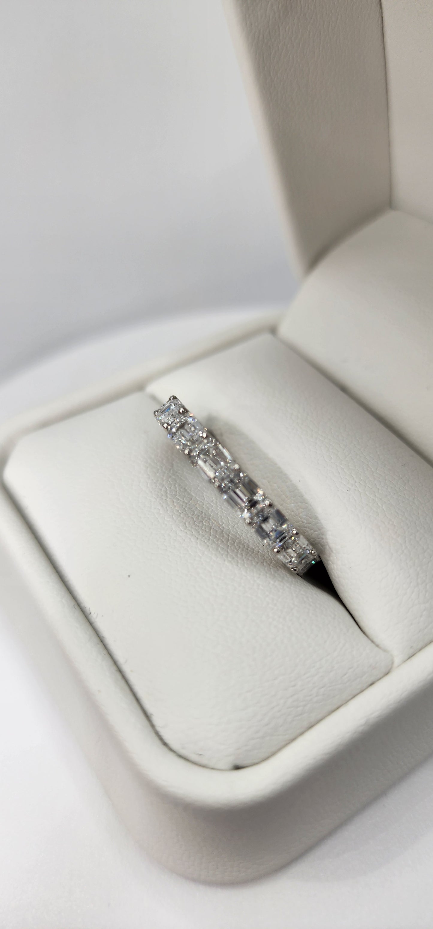 4 Carat Total Weight 14k White Gold Emerald Cut Eternity Band (East/West)