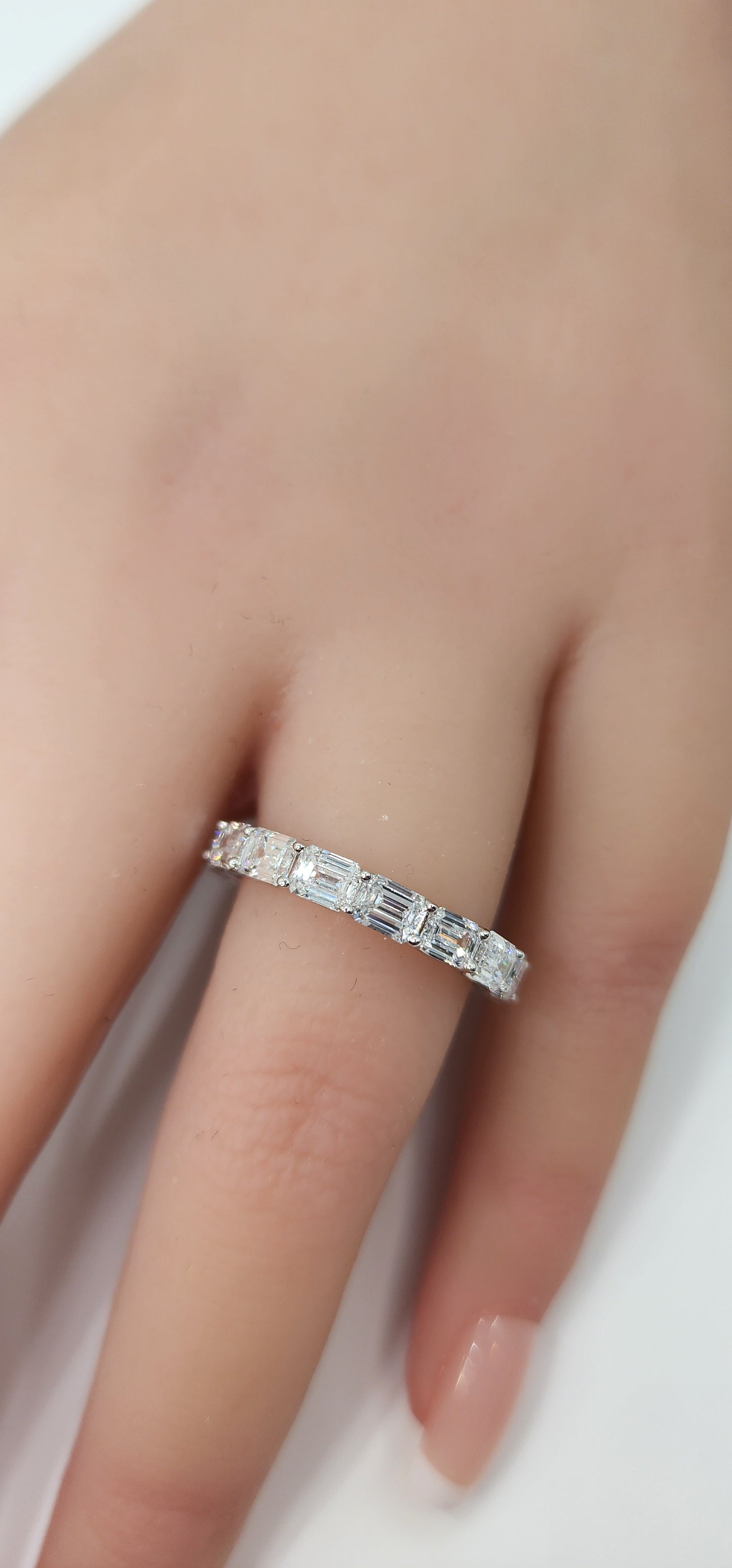 4 Carat Total Weight 14k White Gold Emerald Cut Eternity Band (East/West)