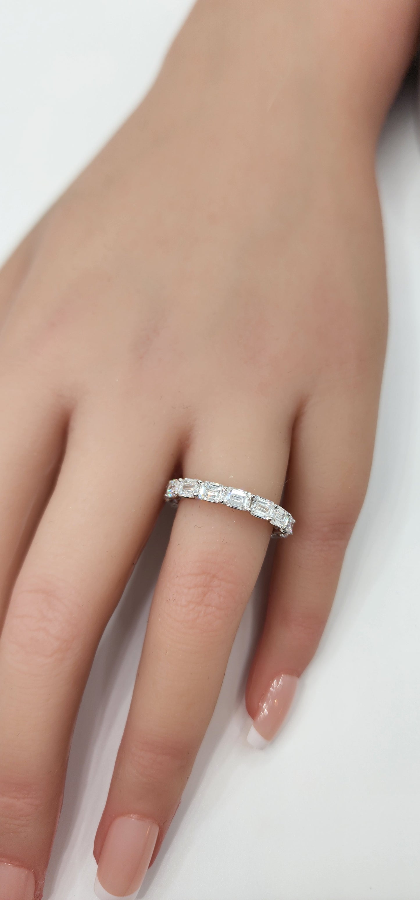 4 Carat Total Weight 14k White Gold Emerald Cut Eternity Band (East/West)