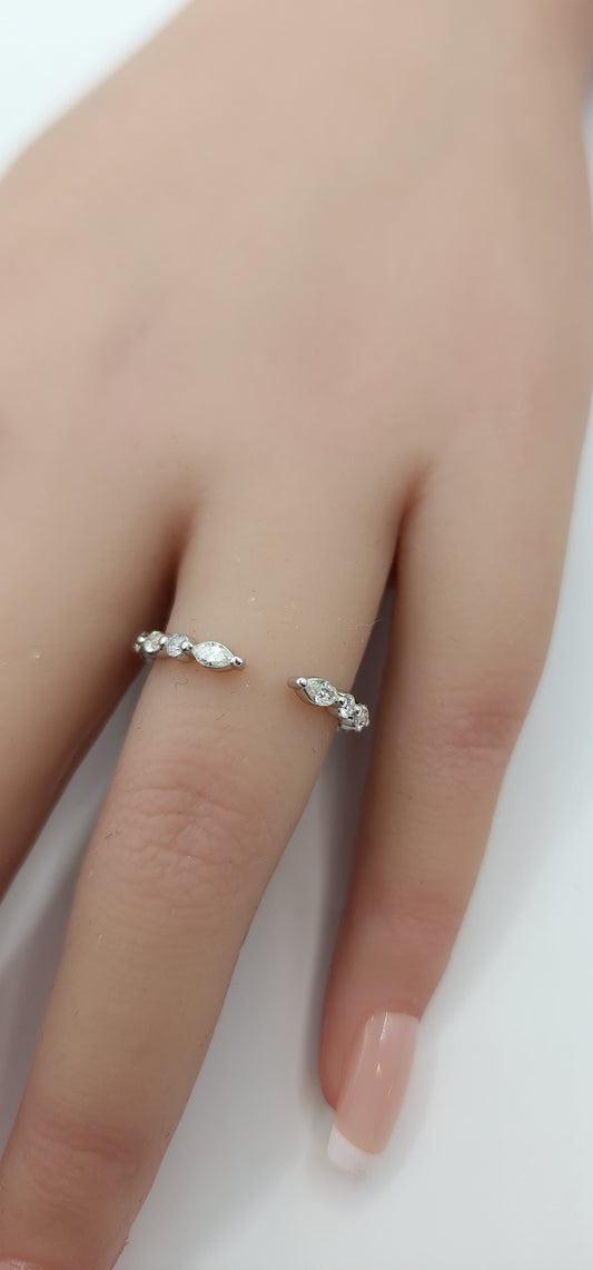 .5 Carat Total 14k White Gold Open Shank Ring Enhancer with Oval & Round Lab Grown Diamonds