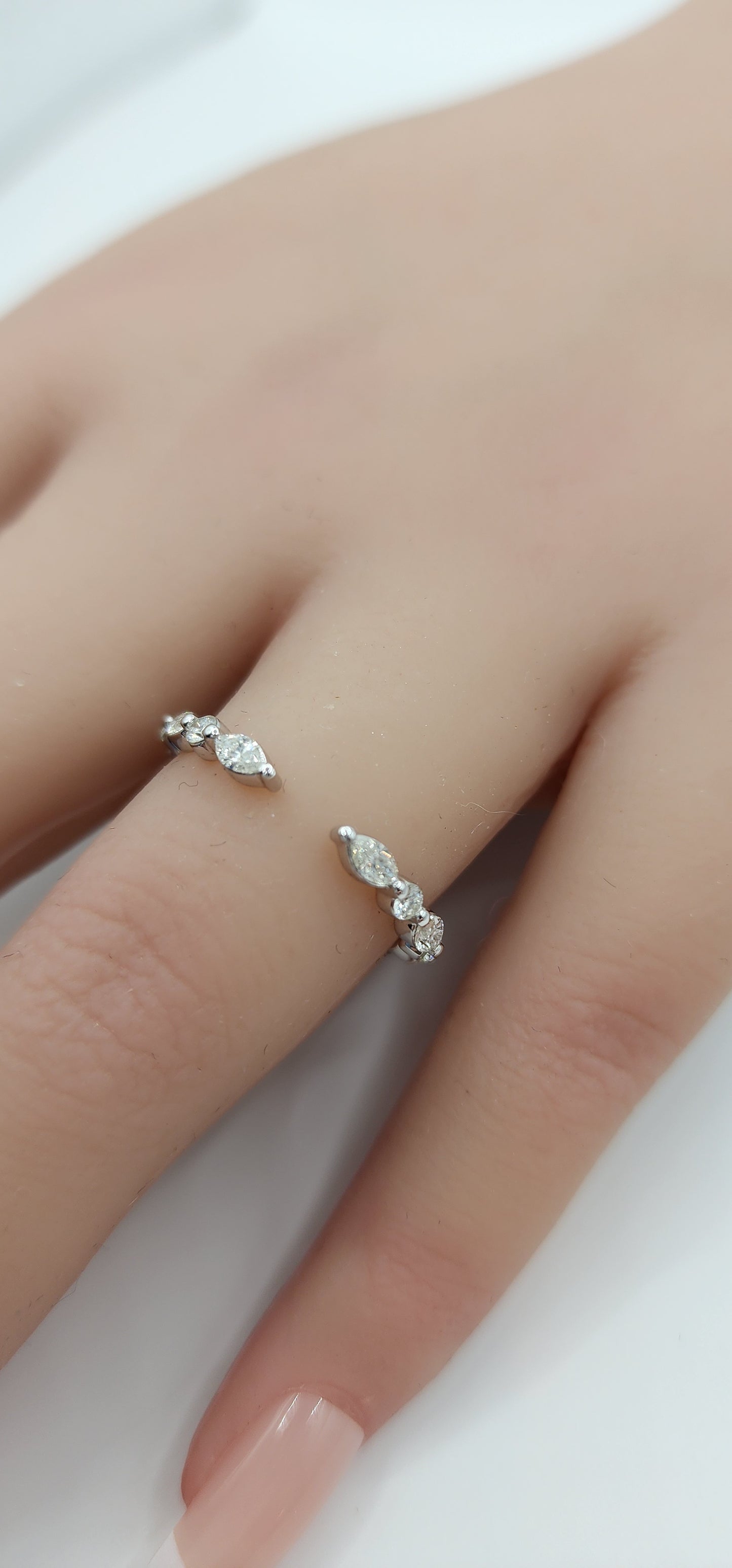 .5 Carat Total 14k White Gold Open Shank Ring Enhancer with Oval & Round Lab Grown Diamonds