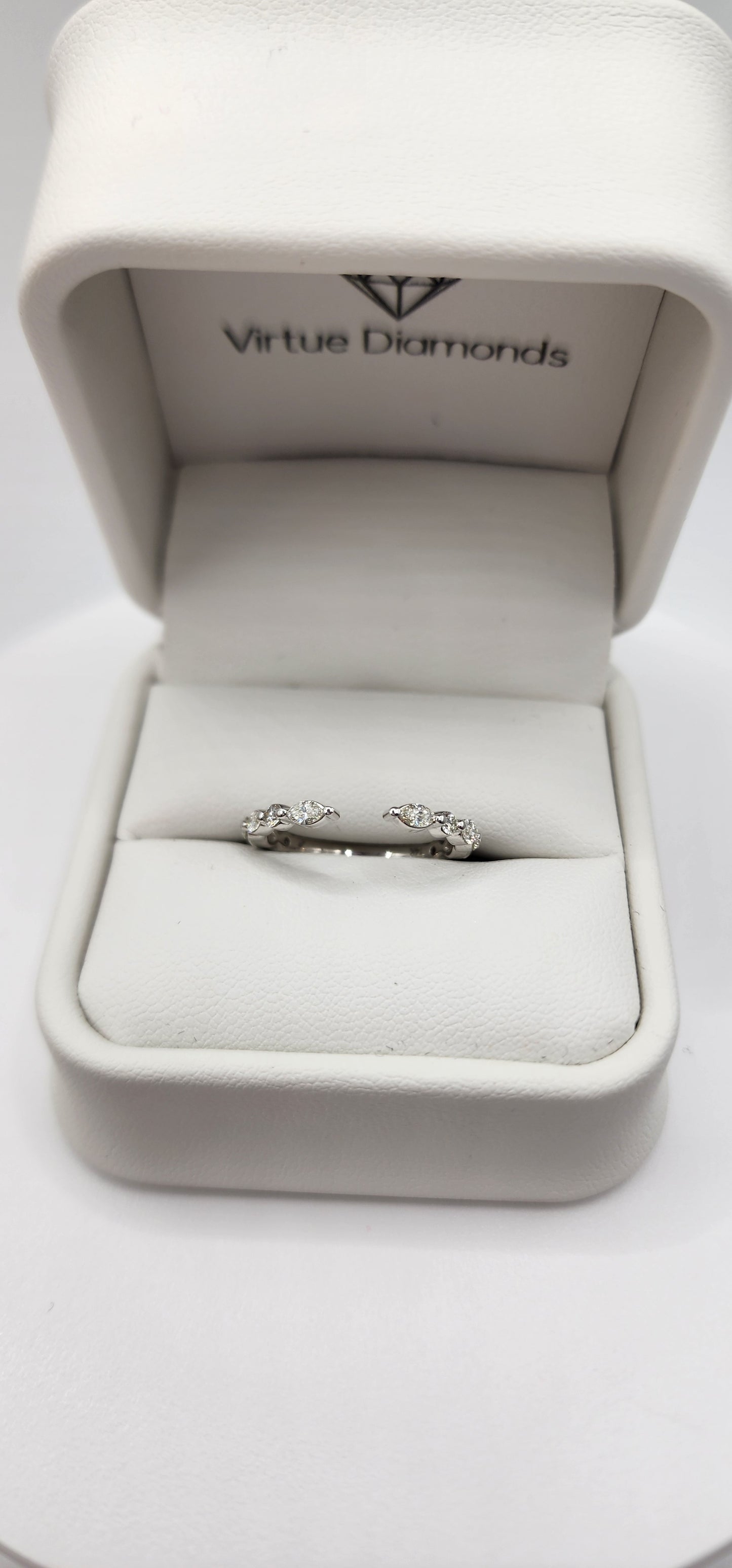 .5 Carat Total 14k White Gold Open Shank Ring Enhancer with Oval & Round Lab Grown Diamonds