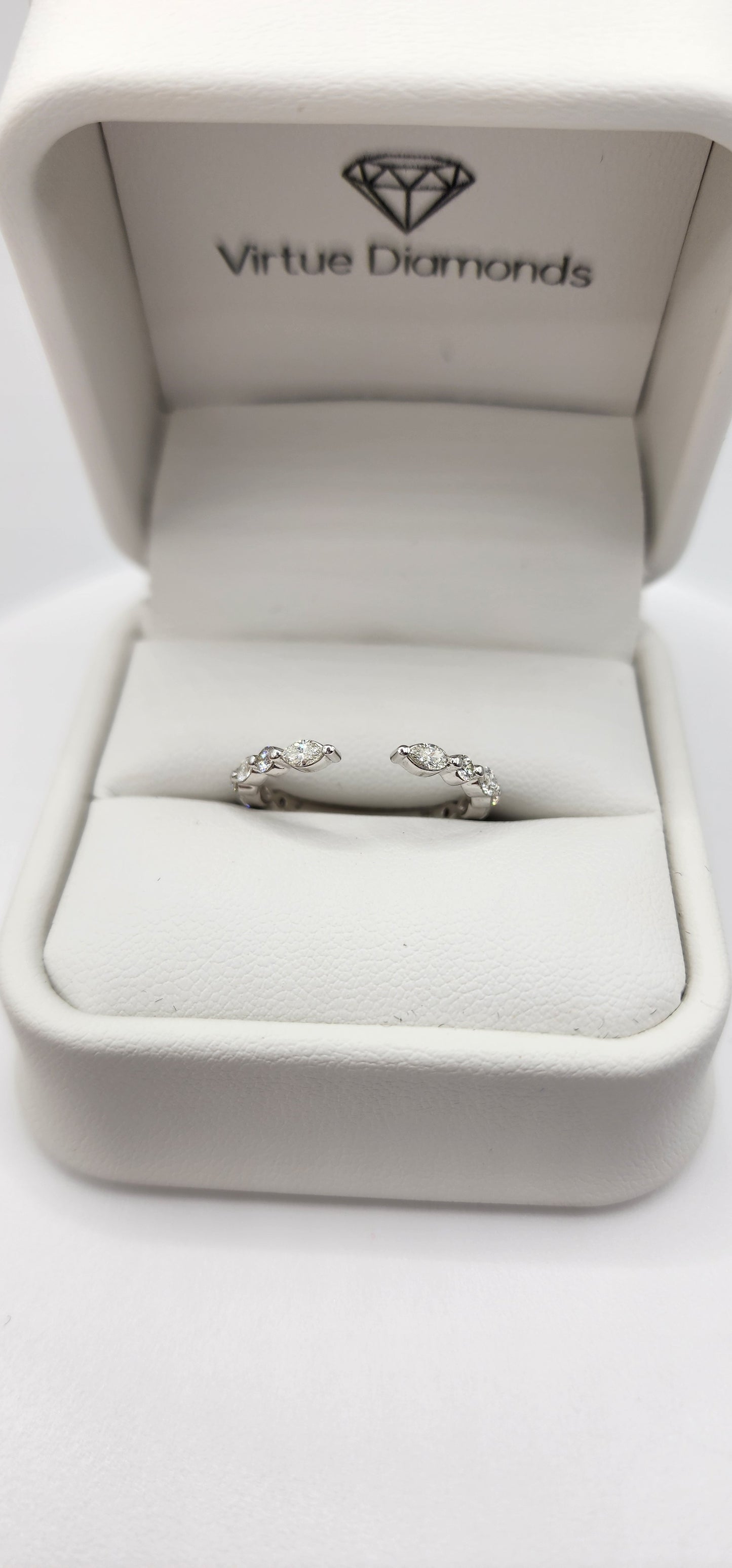 .5 Carat Total 14k White Gold Open Shank Ring Enhancer with Oval & Round Lab Grown Diamonds