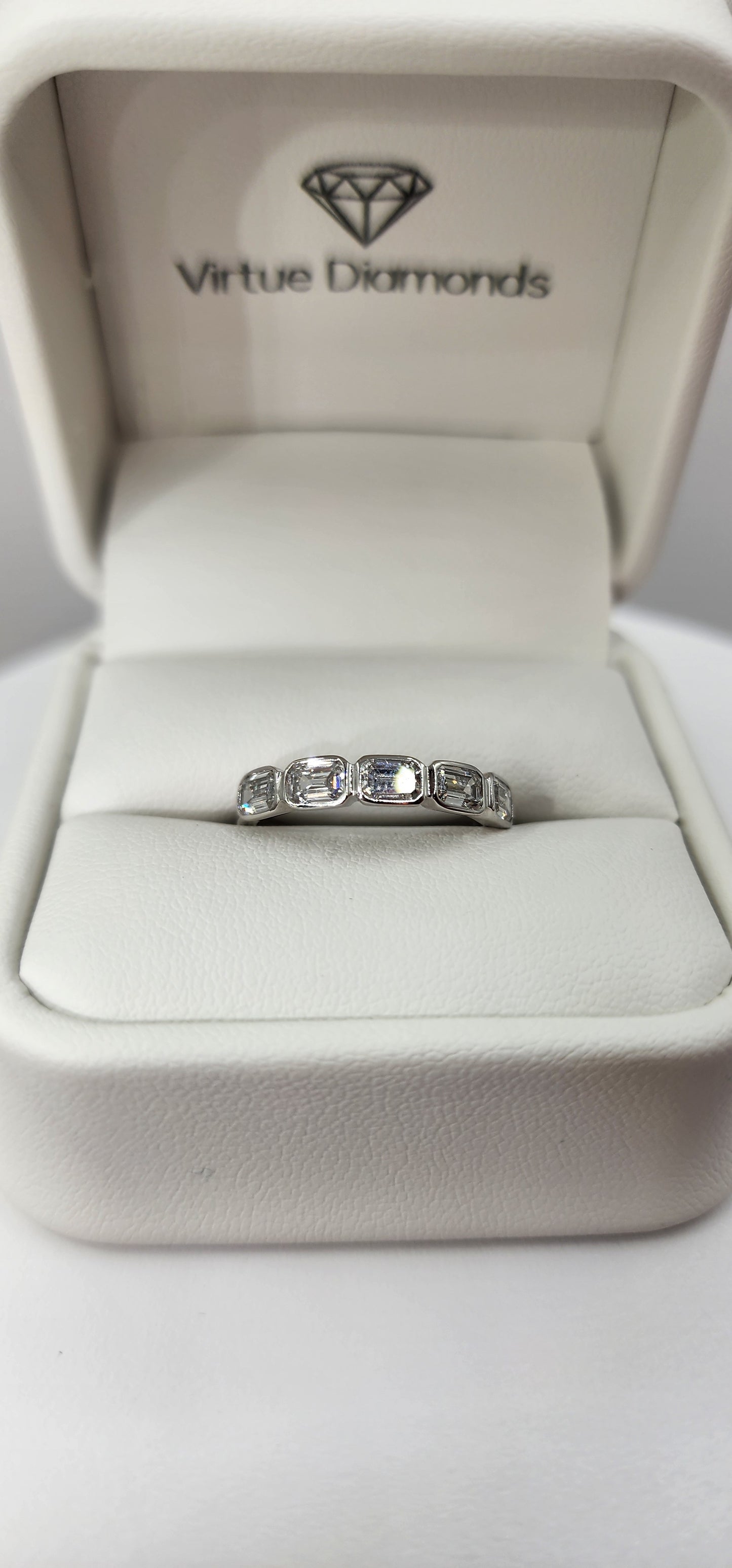 1 Carat Total Weight Emerald Cut Anniversary Band (East/West Setting), 14k White Gold, Size 7