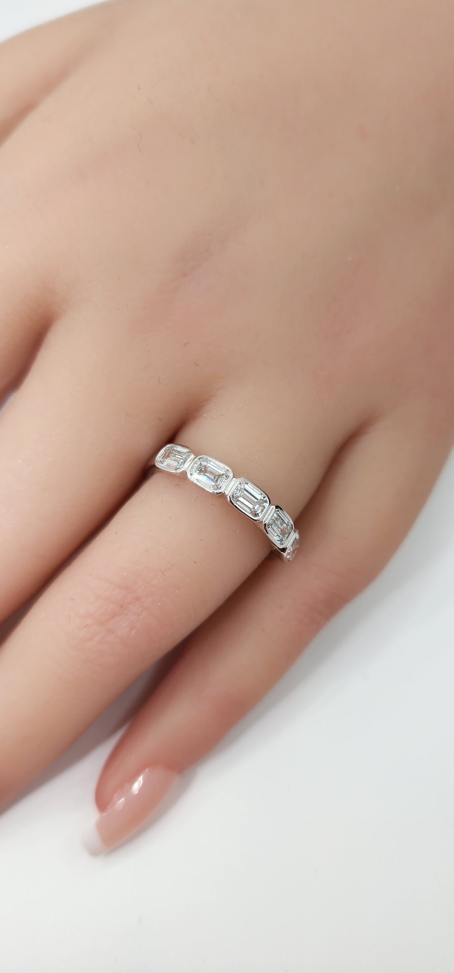 1 Carat Total Weight Emerald Cut Anniversary Band (East/West Setting), 14k White Gold, Size 7