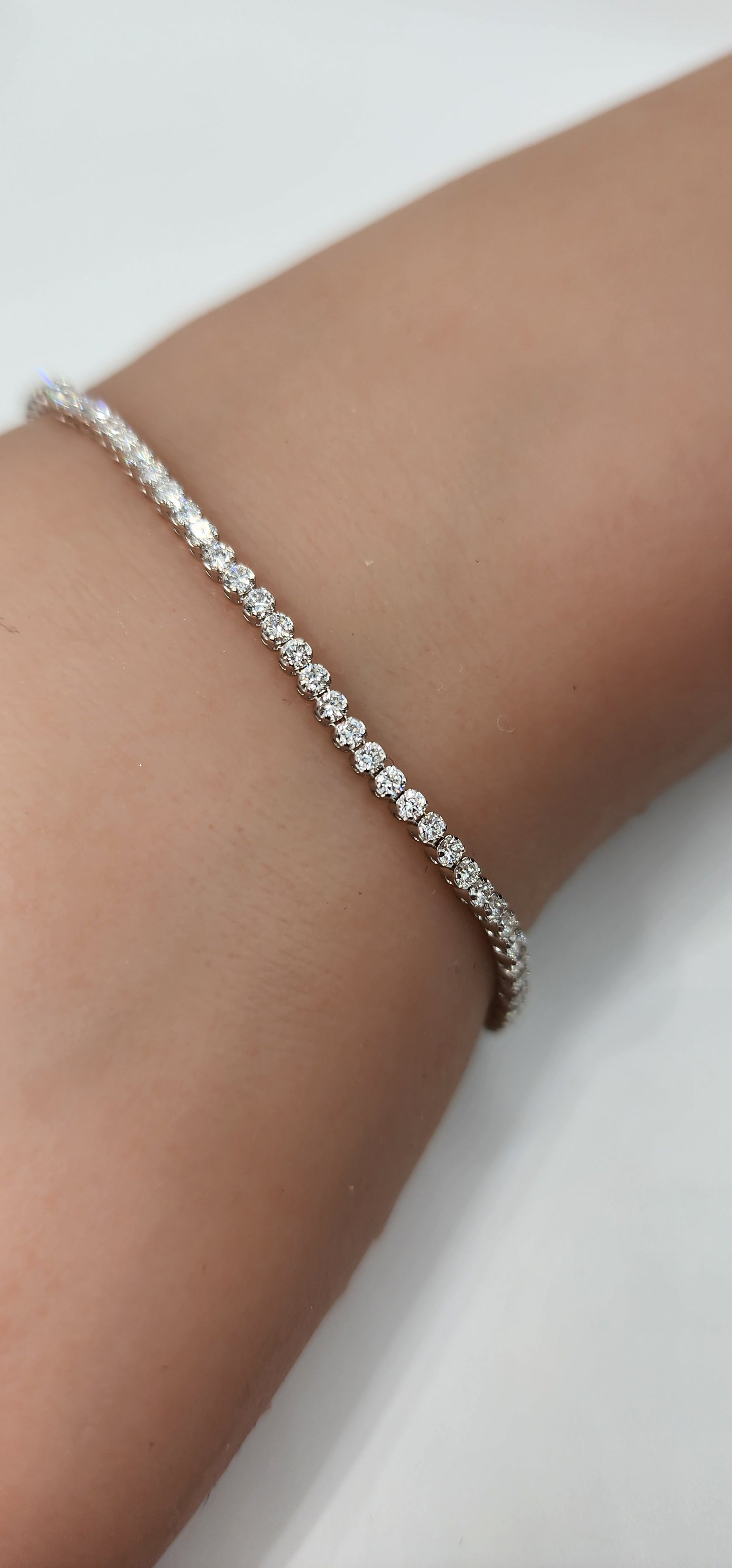 1.5 Carat Total Weight White Gold Tennis Bracelet w/ Round Lab Grown Diamonds