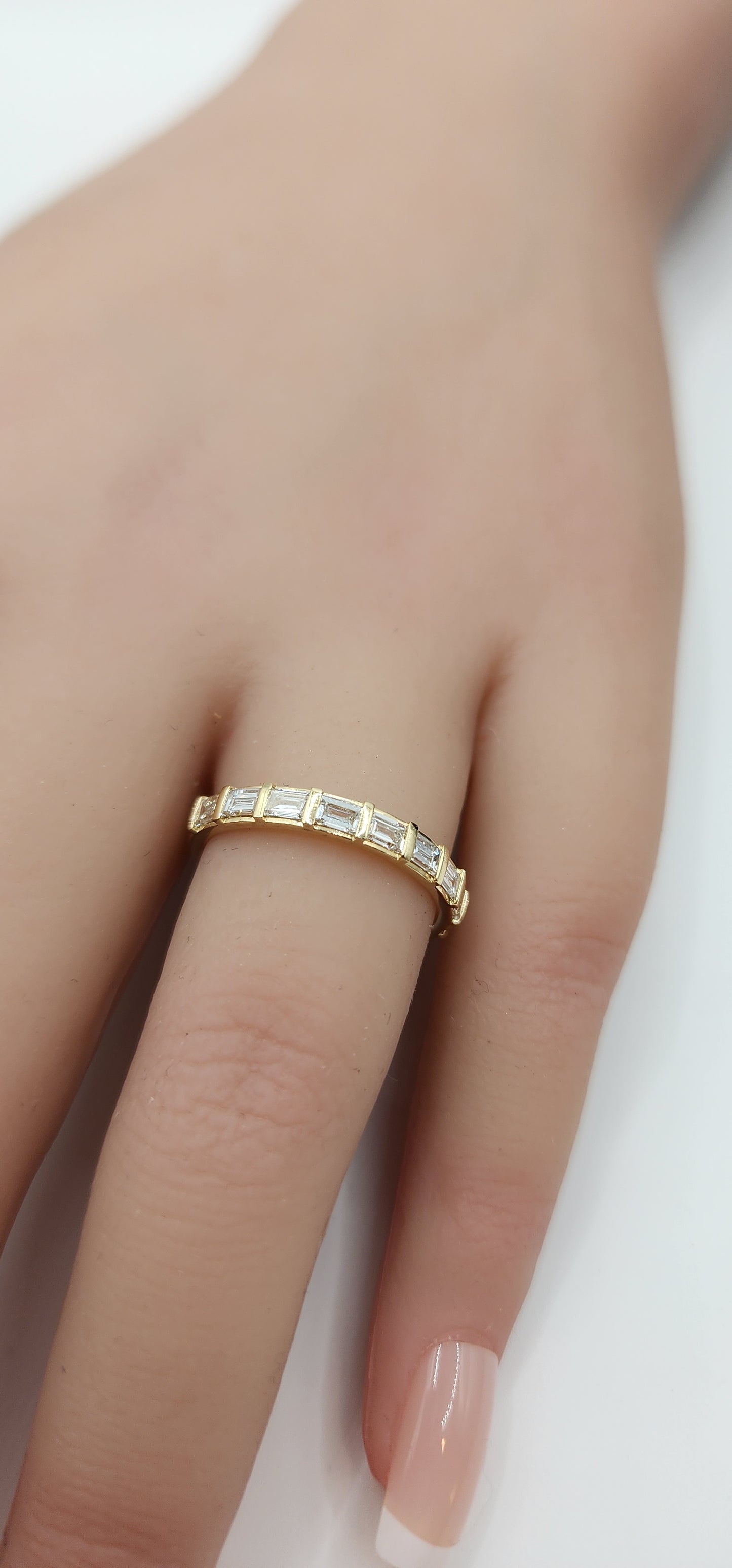 .75 Carat Total Weight Baguette Lab Grown Diamond Eternity Band, 14K Yellow Gold,  Size 7