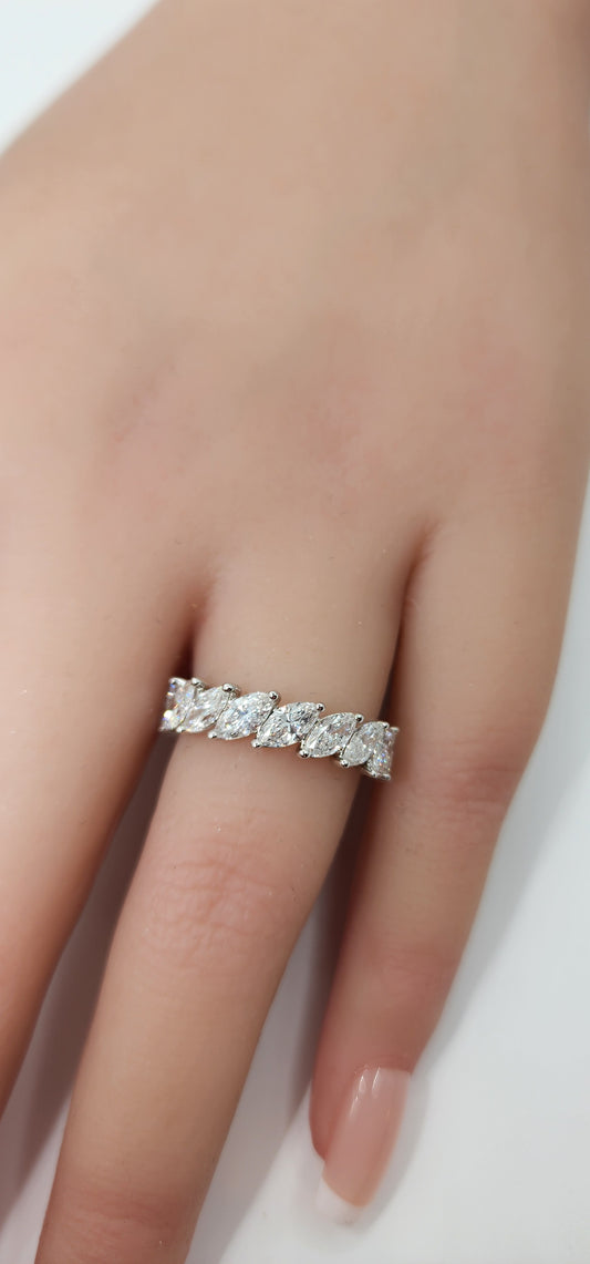 3 Carat Total Weight Marquise Lab Grown Diamond Eternity Band, 14K White Gold,  Size 7