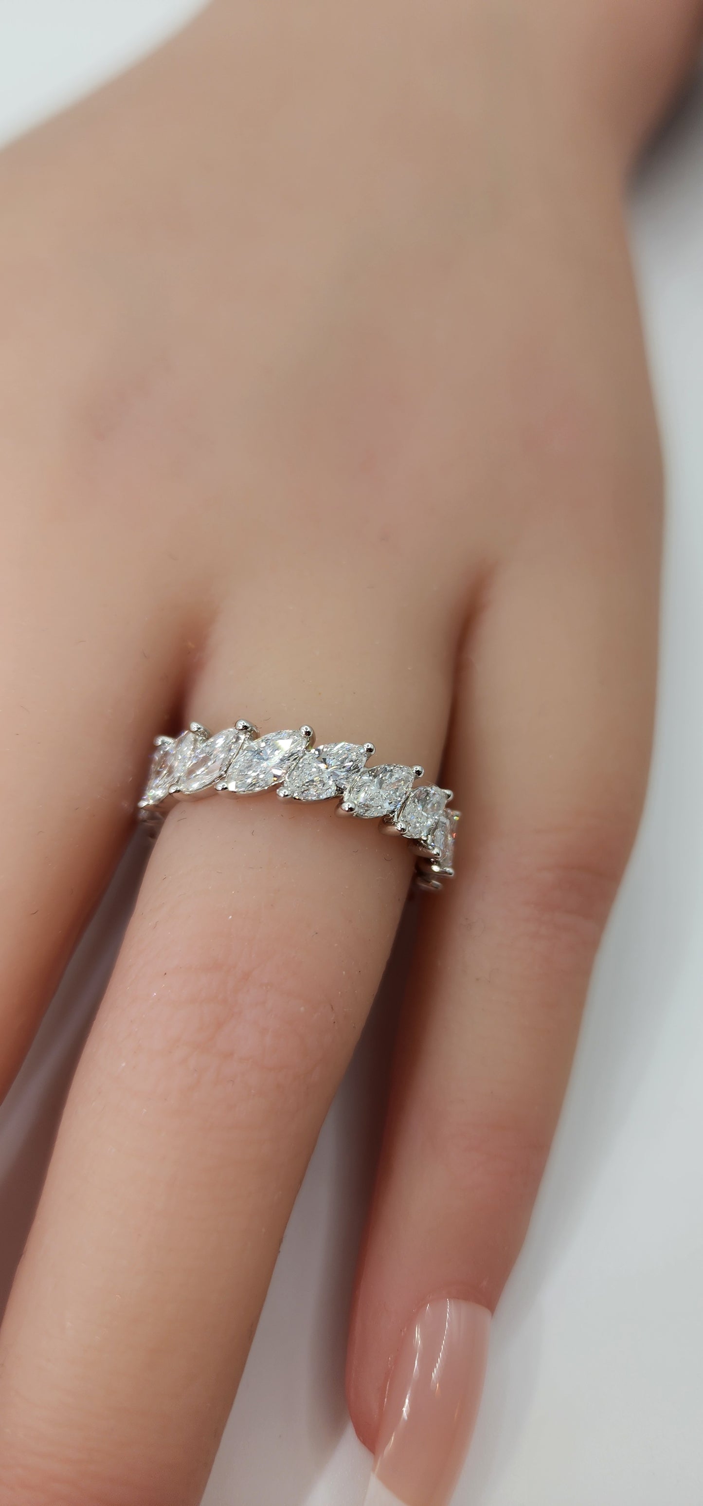 3 Carat Total Weight Marquise Lab Grown Diamond Eternity Band, 14K White Gold,  Size 7