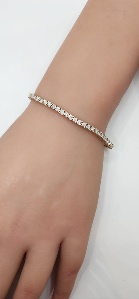 2 Carat Total Weight Yellow Gold Tennis Bracelet w/ Round Lab Grown Diamonds