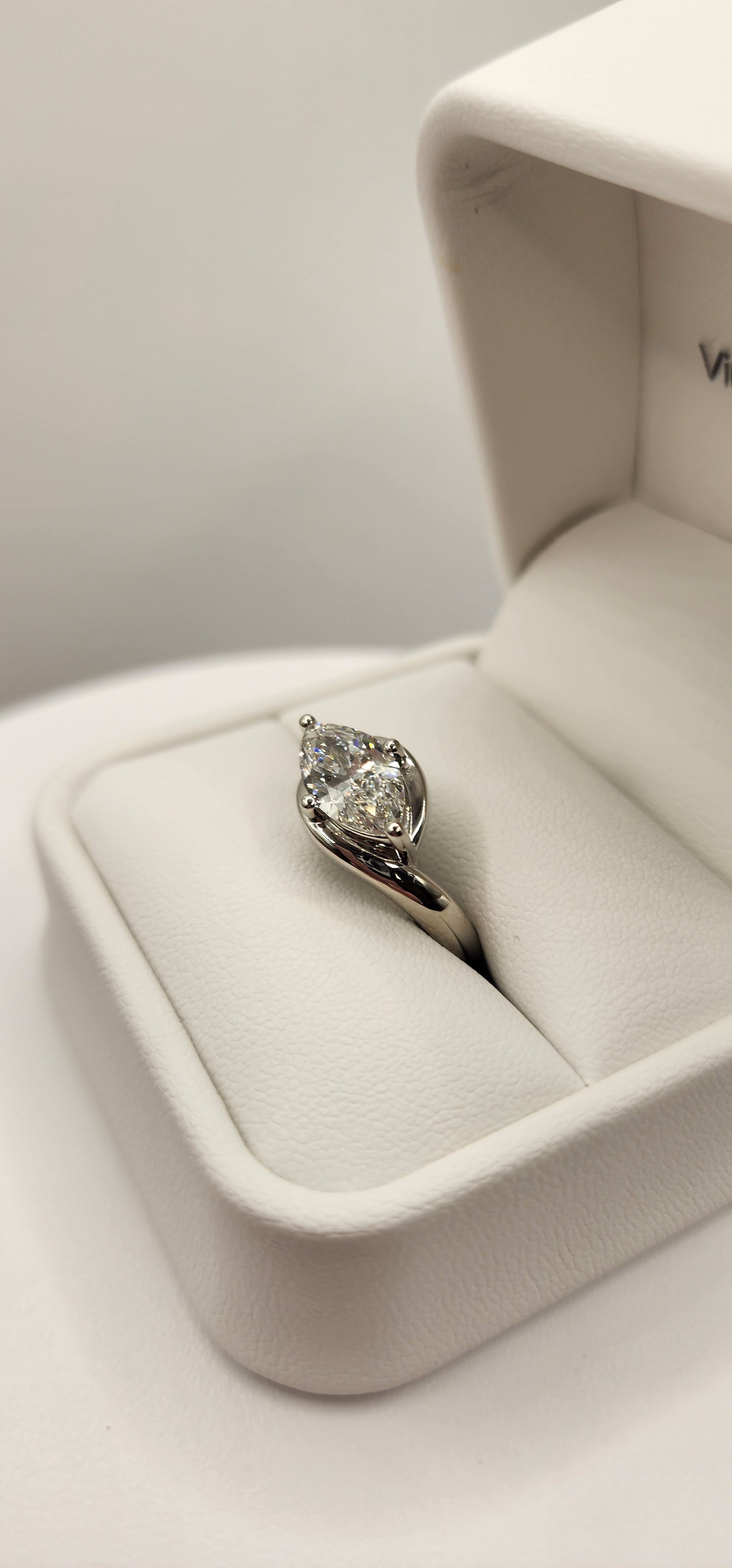 "The Bayleigh" 2 Carat Marquise Lab Grown Diamond set East/West in a Sleek Bypass Setting
