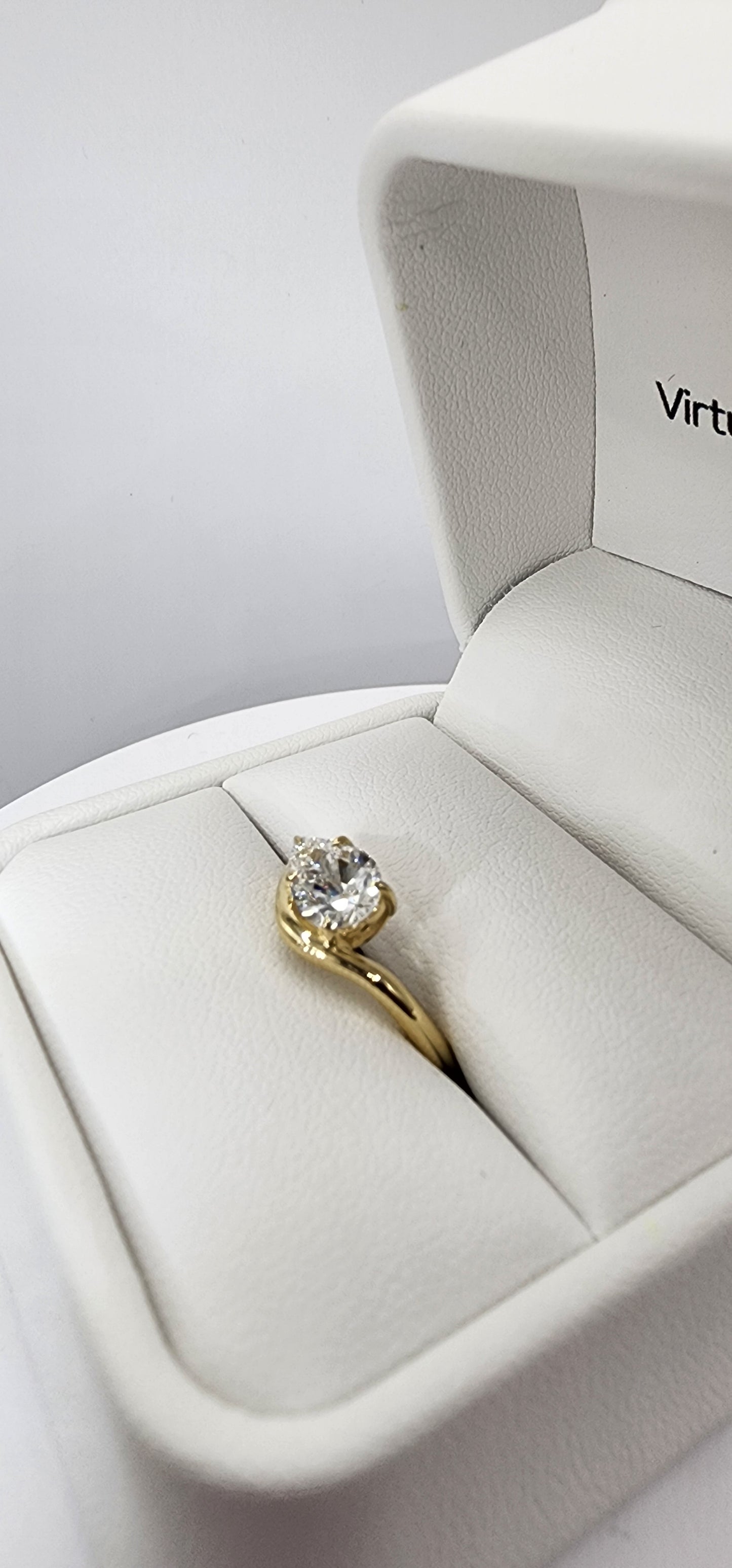 1 Carat Pear Pinky Wave Ring Set in 14k Yellow Gold