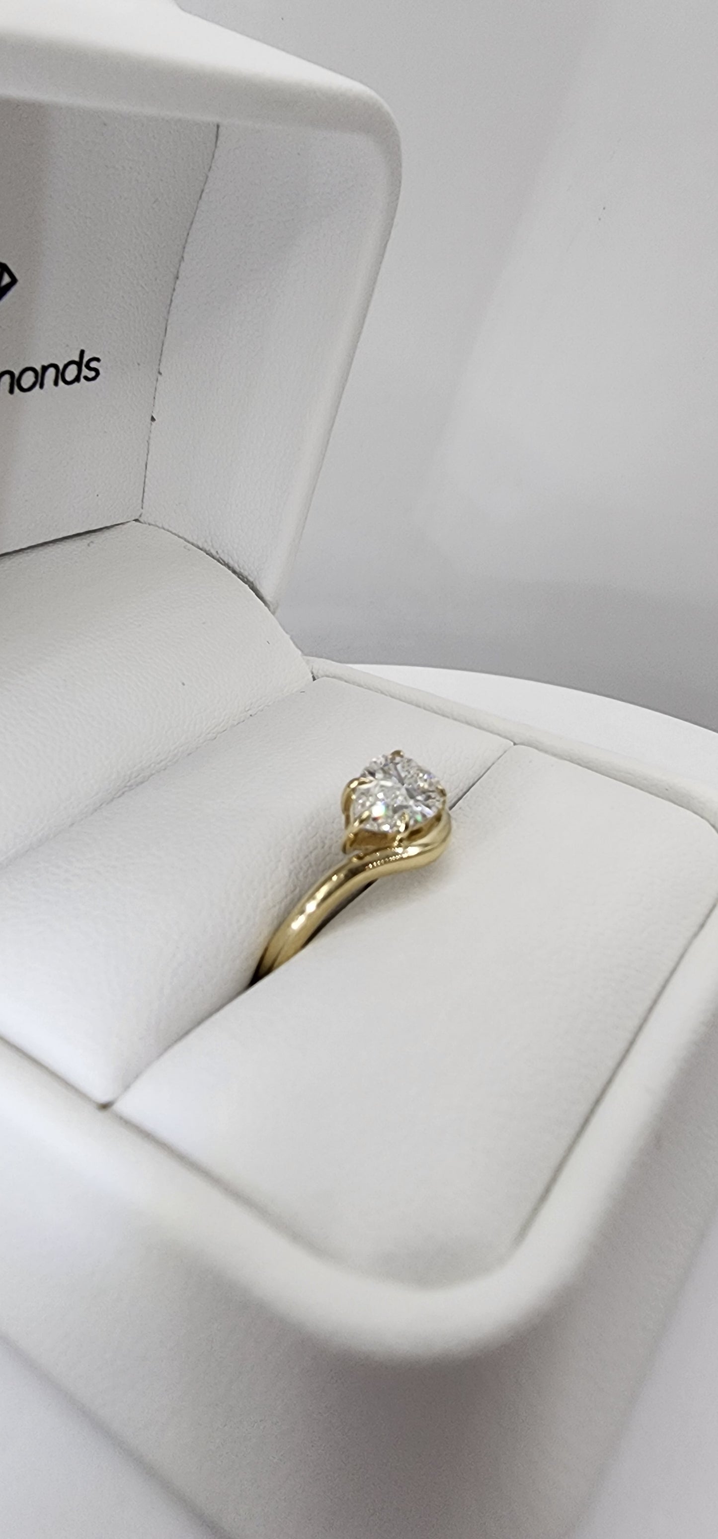 1 Carat Pear Pinky Wave Ring Set in 14k Yellow Gold