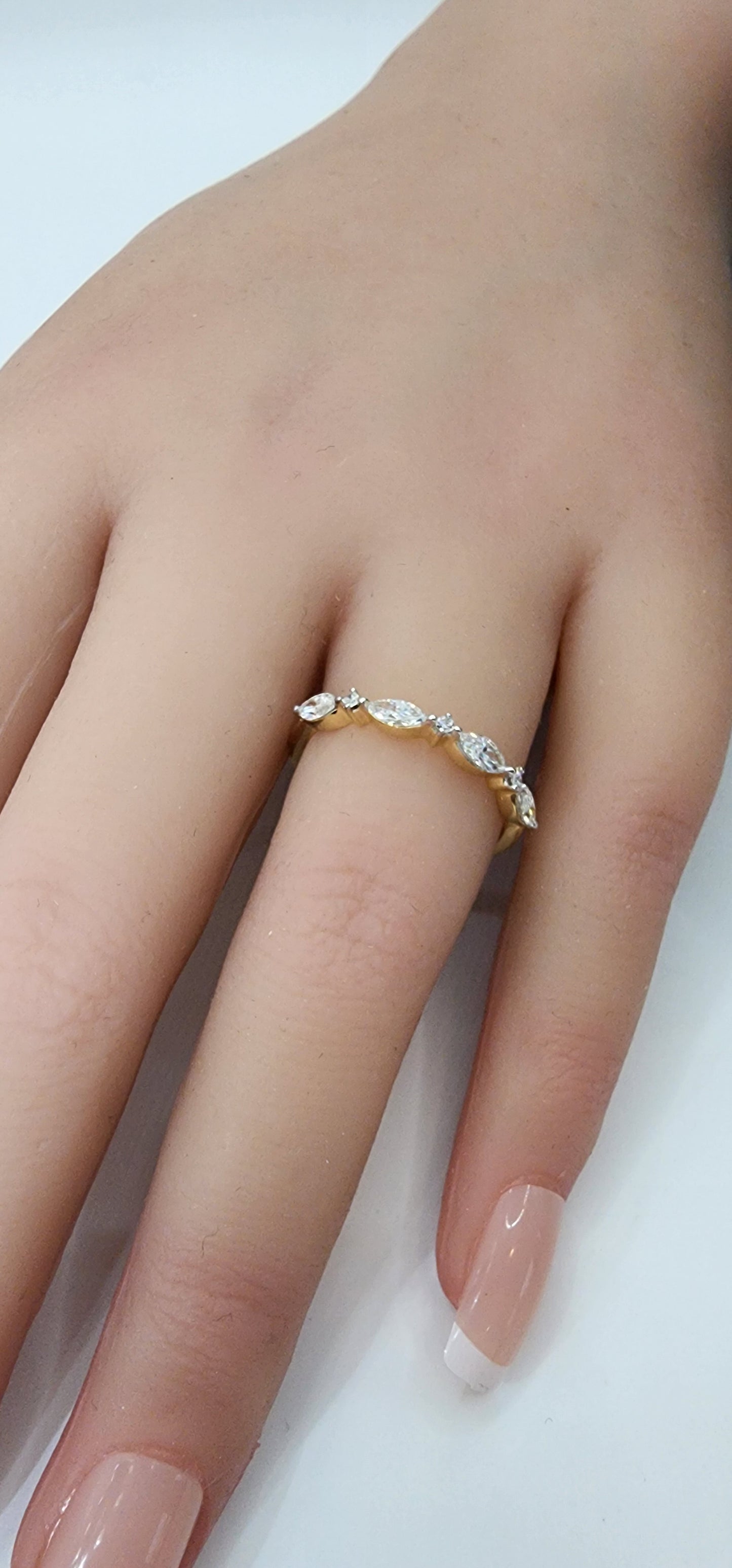 .40 Carat Marquise & Round Lab Diamond Anniversary Band, 14k Yellow Gold