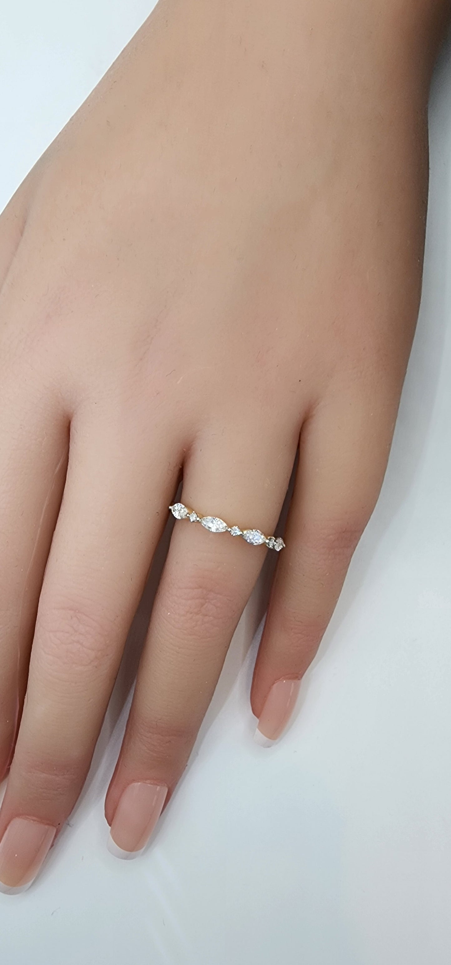 .40 Carat Marquise & Round Lab Diamond Anniversary Band, 14k Yellow Gold